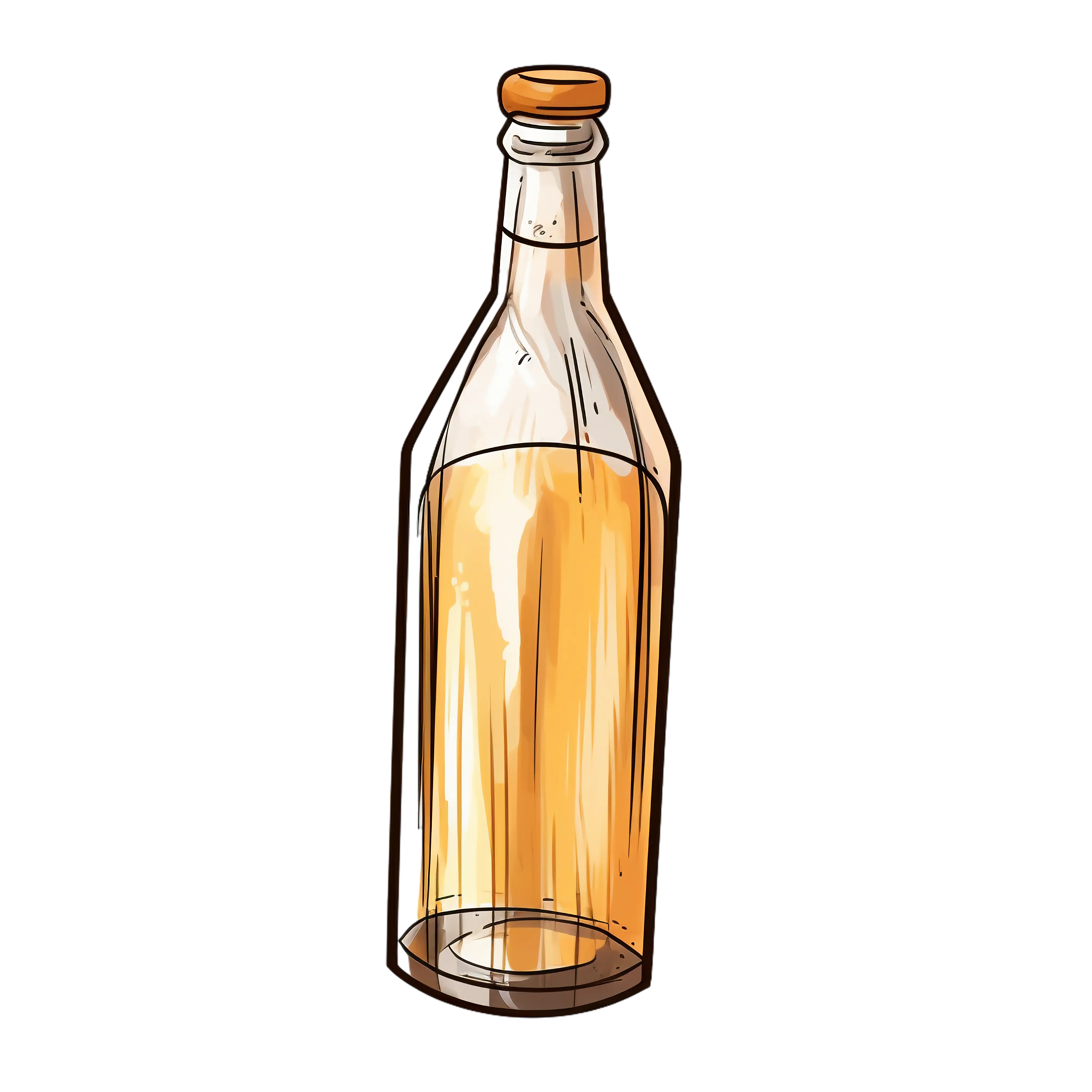 Illustrated Glass Bottle with Liquid Inside