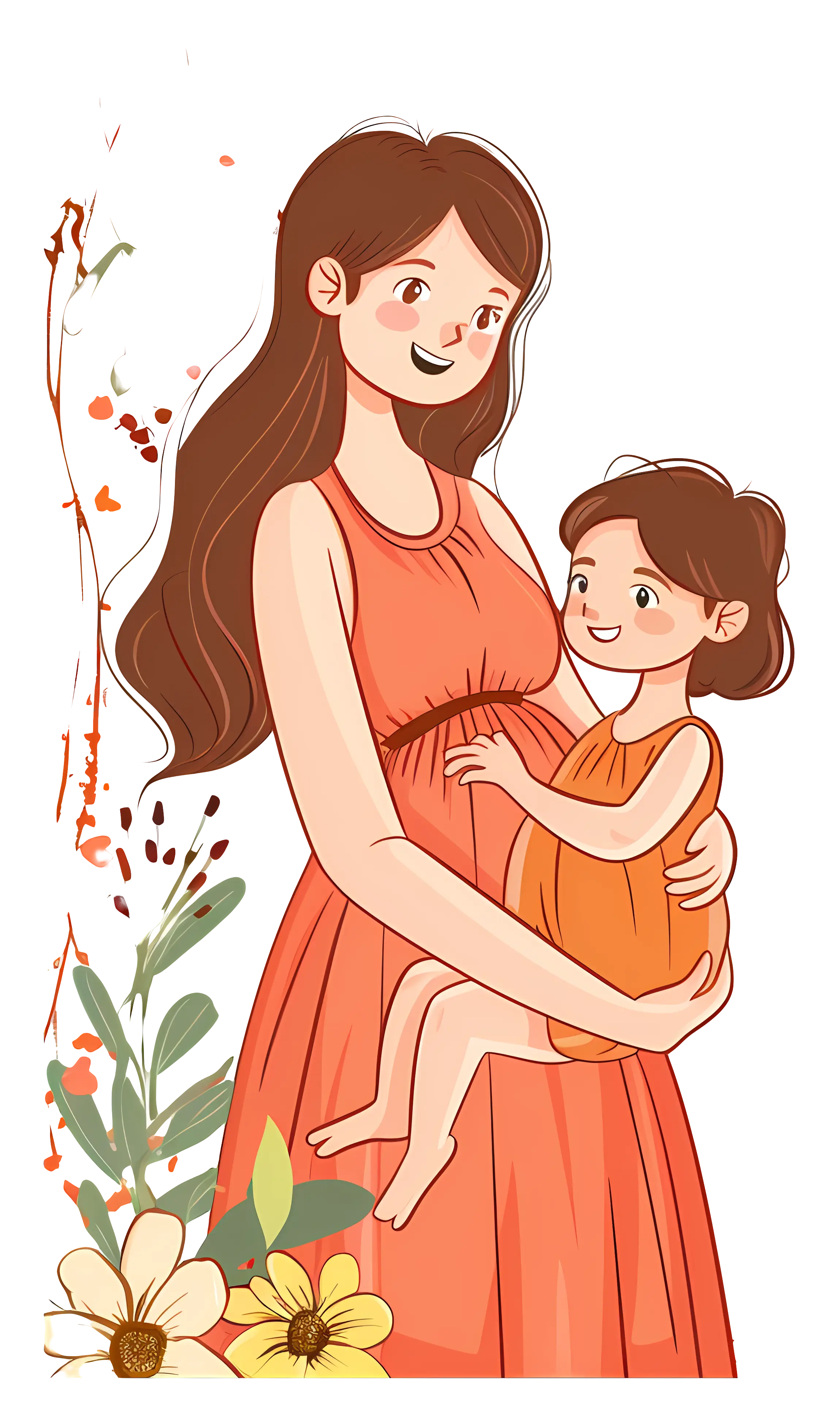 Illustration of a Happy Mother and Child