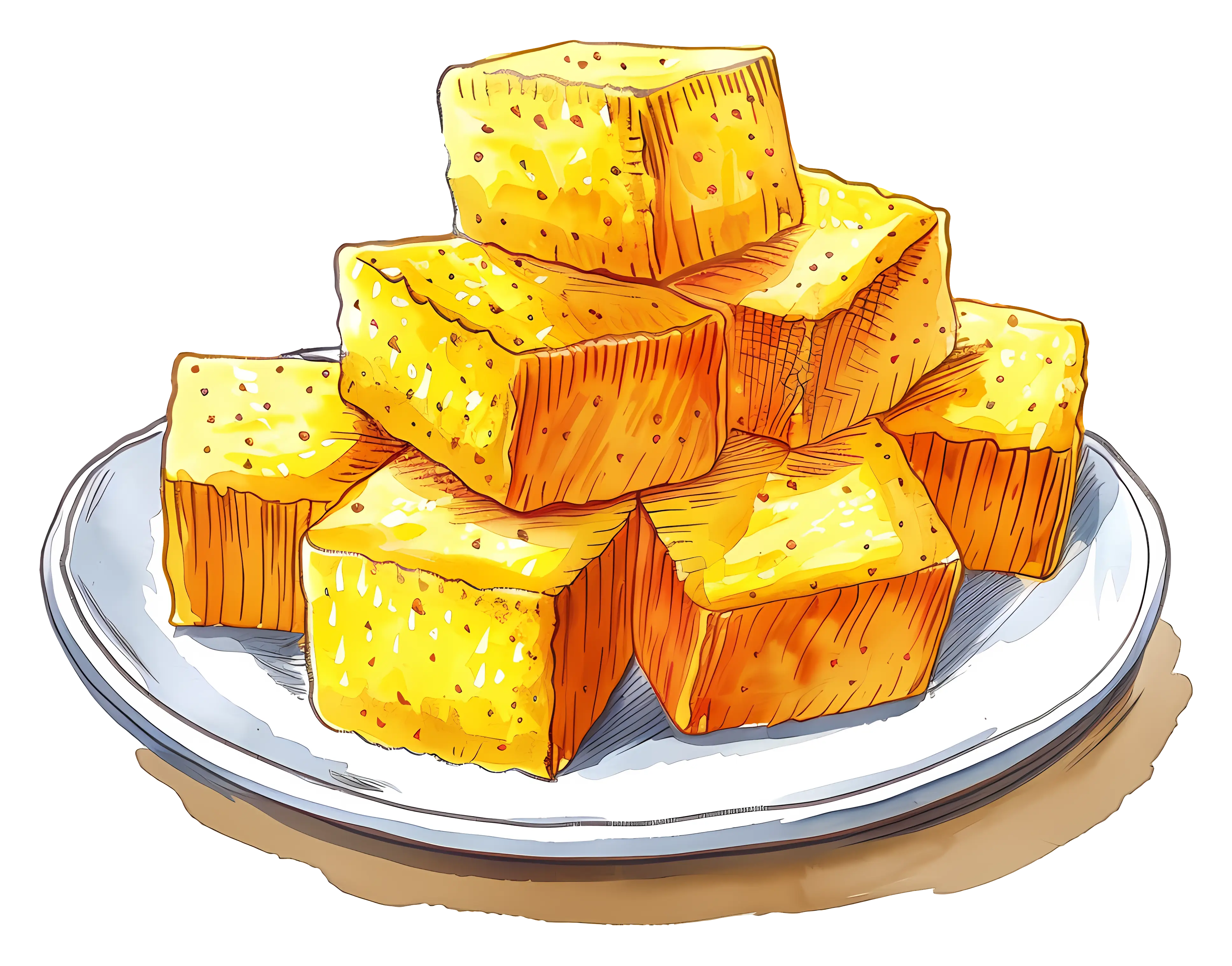 Stacked Tofu Cubes on Plate