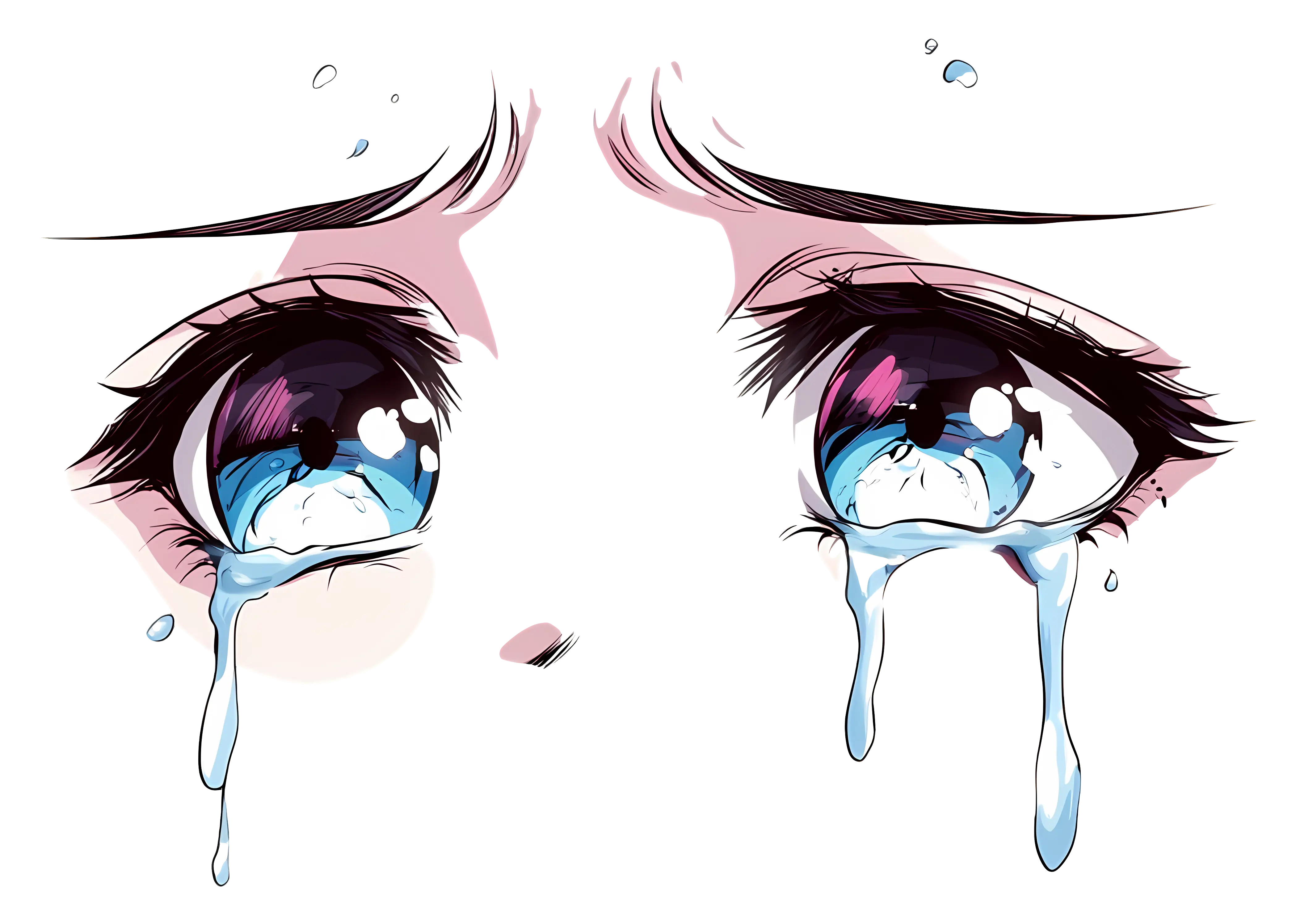 Illustration of Crying Eyes with Tears