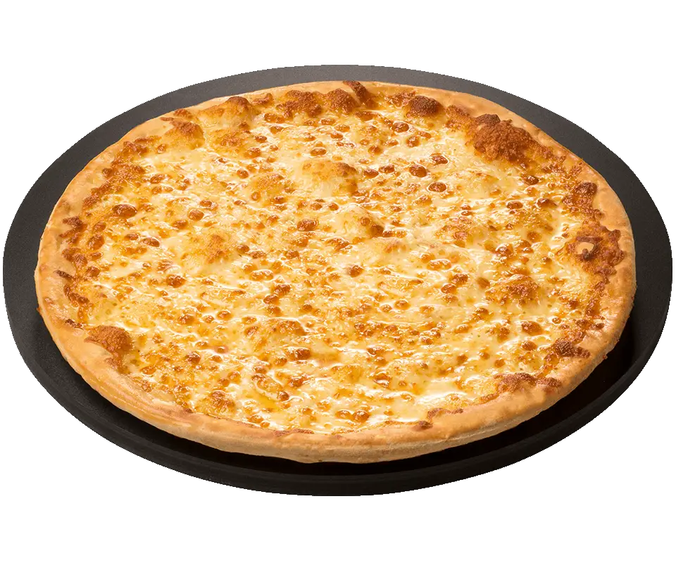 Cheese Pizza on a Black Plate