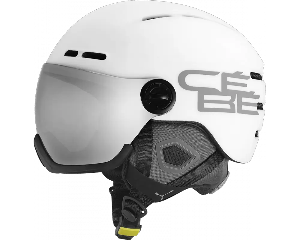 White Skiing Helmet with Shield Design