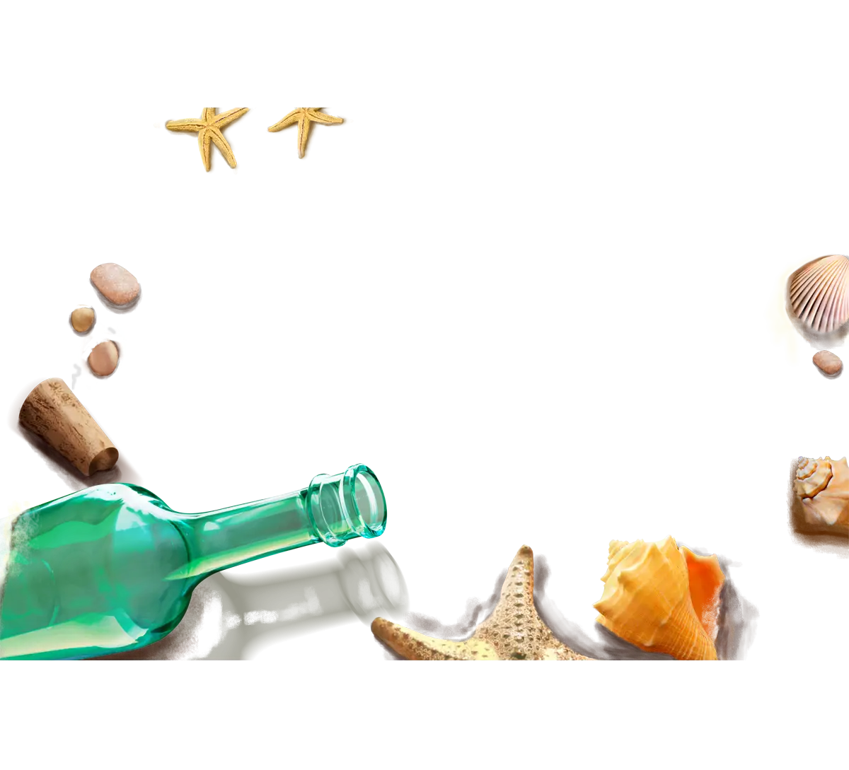 Green Bottle with Beach Elements