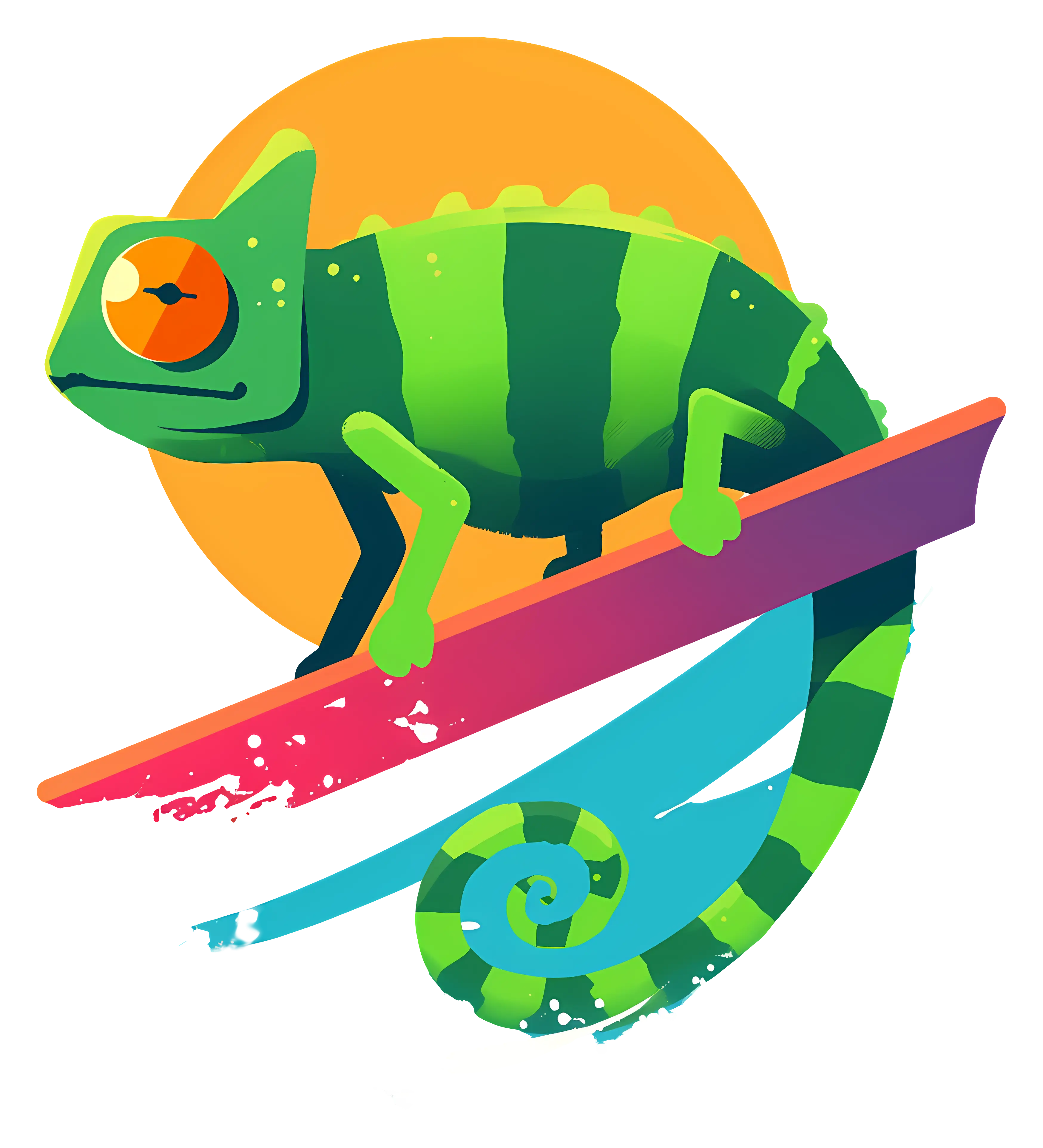 Colorful Chameleon Surfing