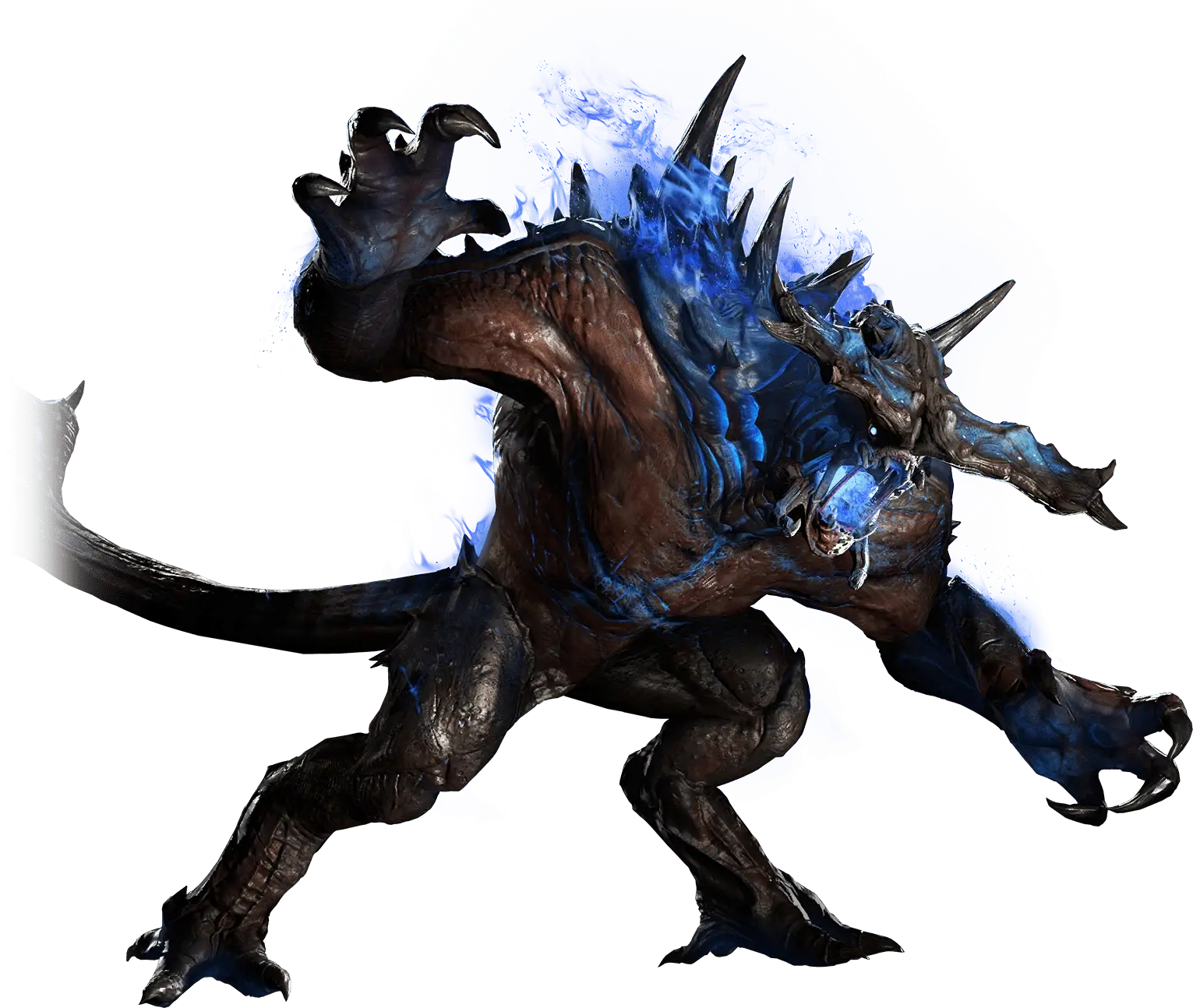 Dark Mythical Monster with Blue Accents