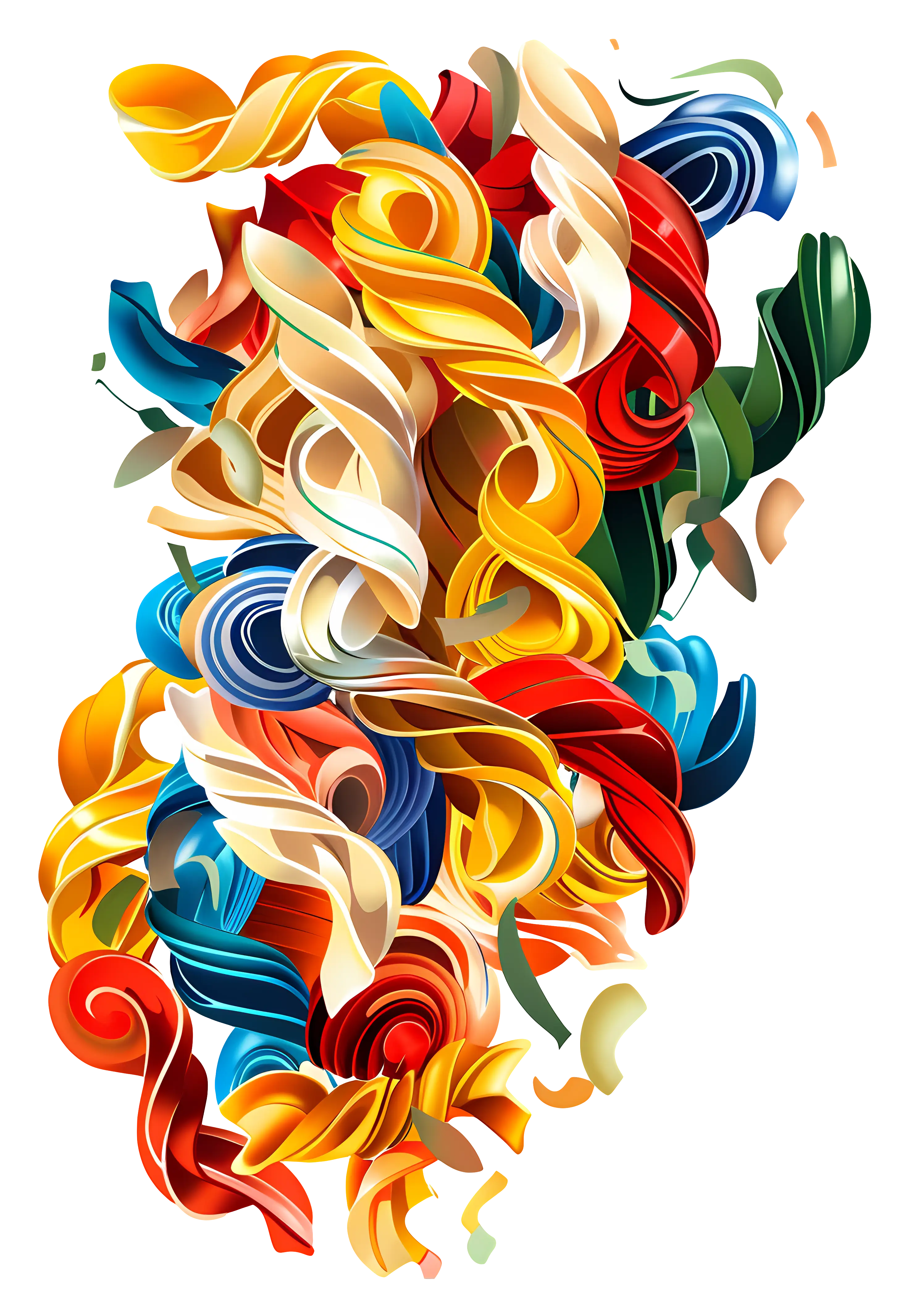 Colorful Swirling Ribbons Abstract Art