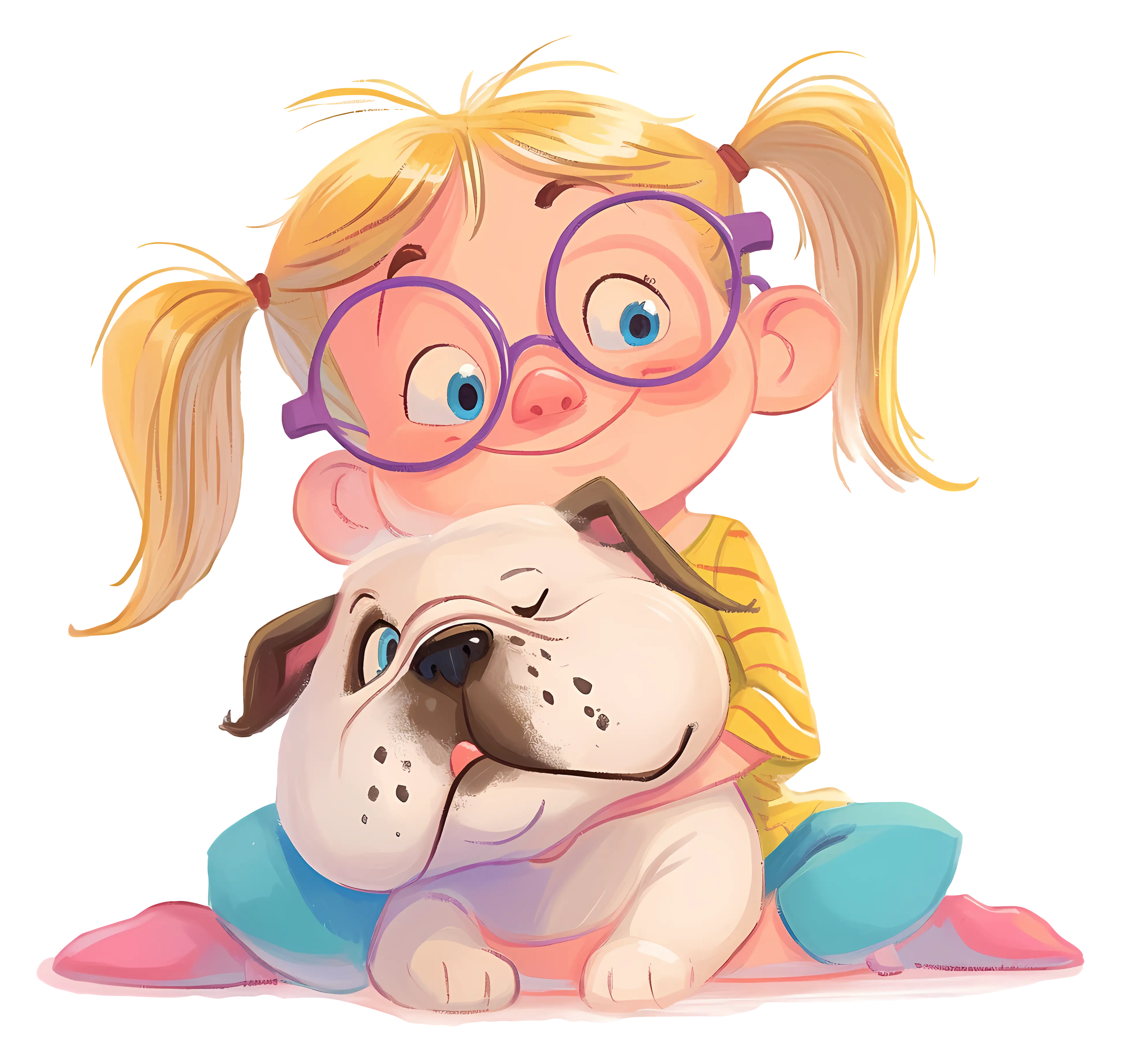 Happy Girl Hugging Her Dog