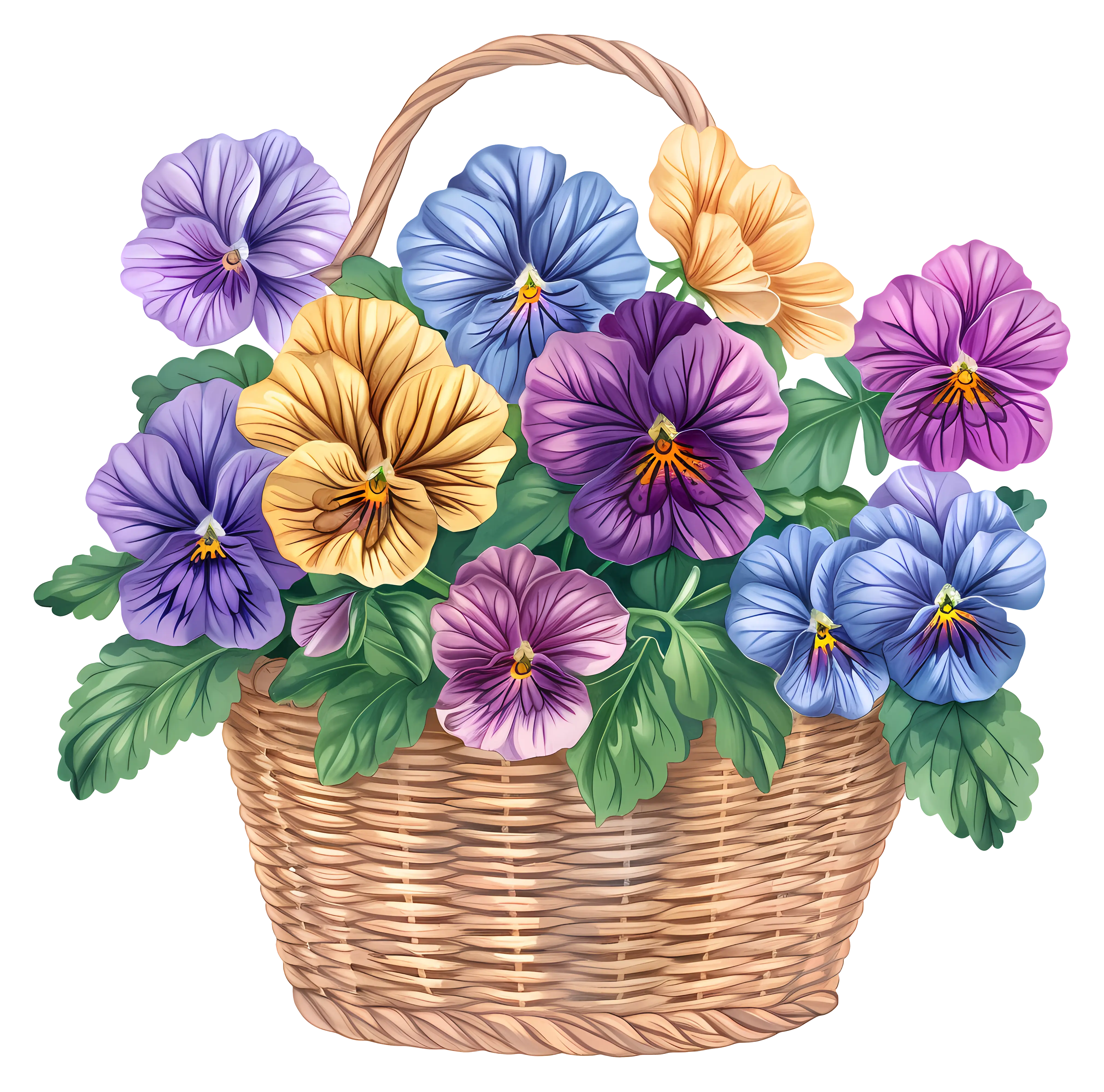 Beautiful Basket of Multicolor Pansies