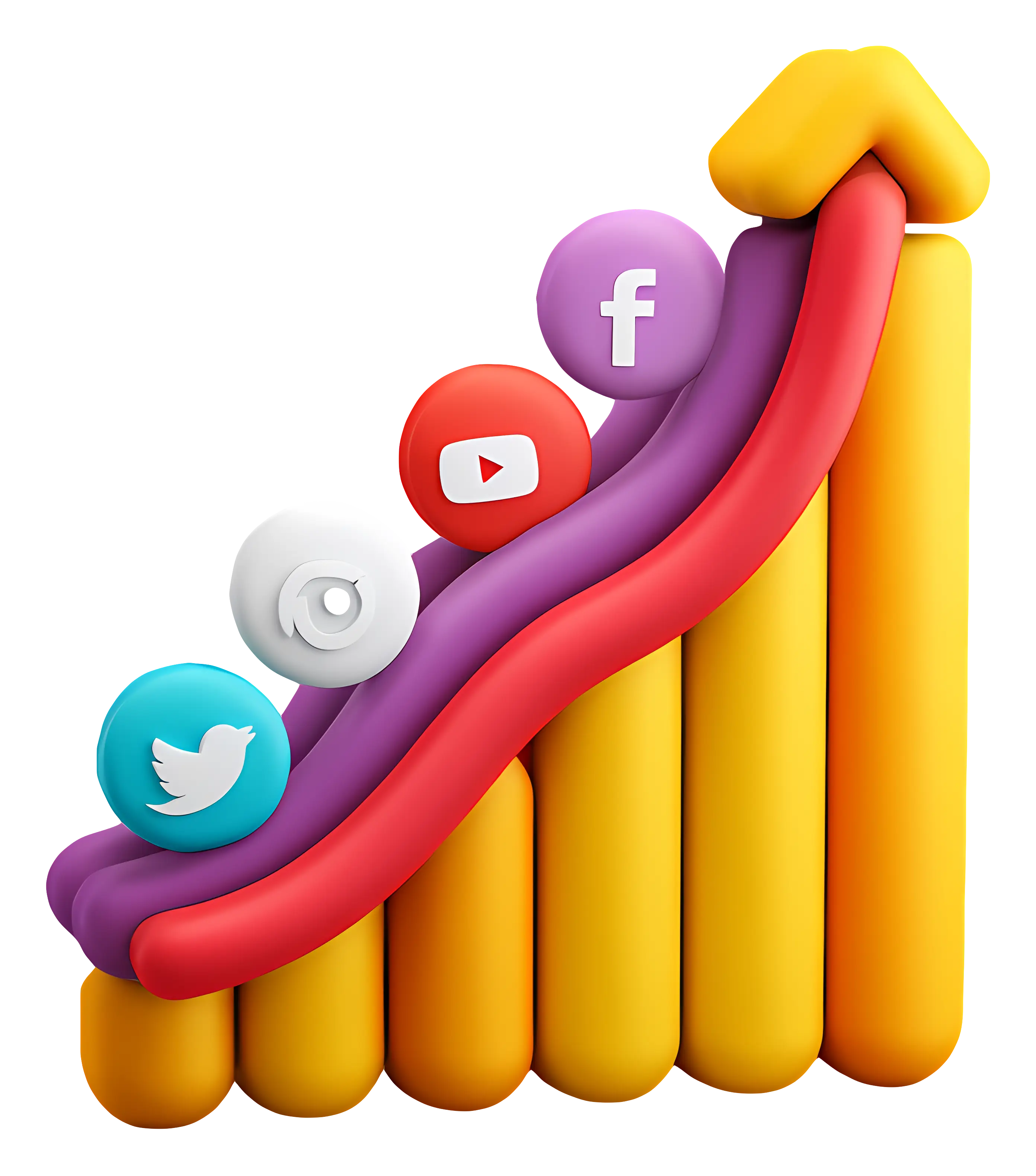 Social Media Growth Chart with Icons