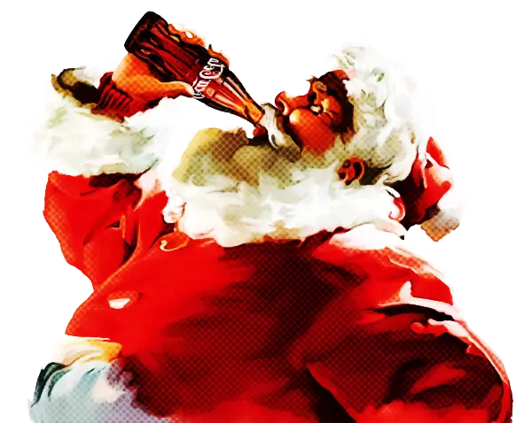 Santa Drinking Soda in Christmas Illustration