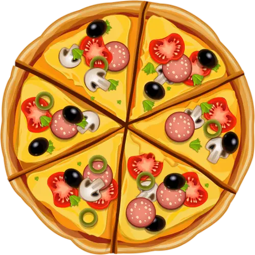 Pizza with vibrant toppings cartoon illustration