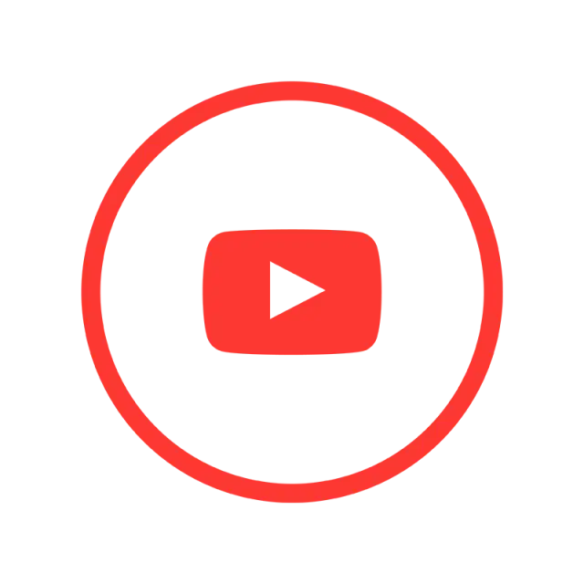 Red Play Button with Circular Outline Logo