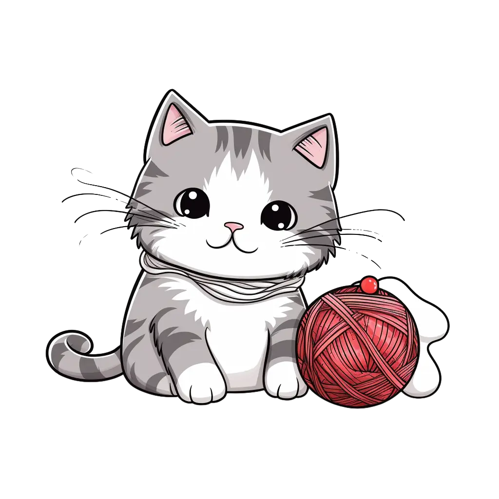 Cute Cat with Yarn Ball