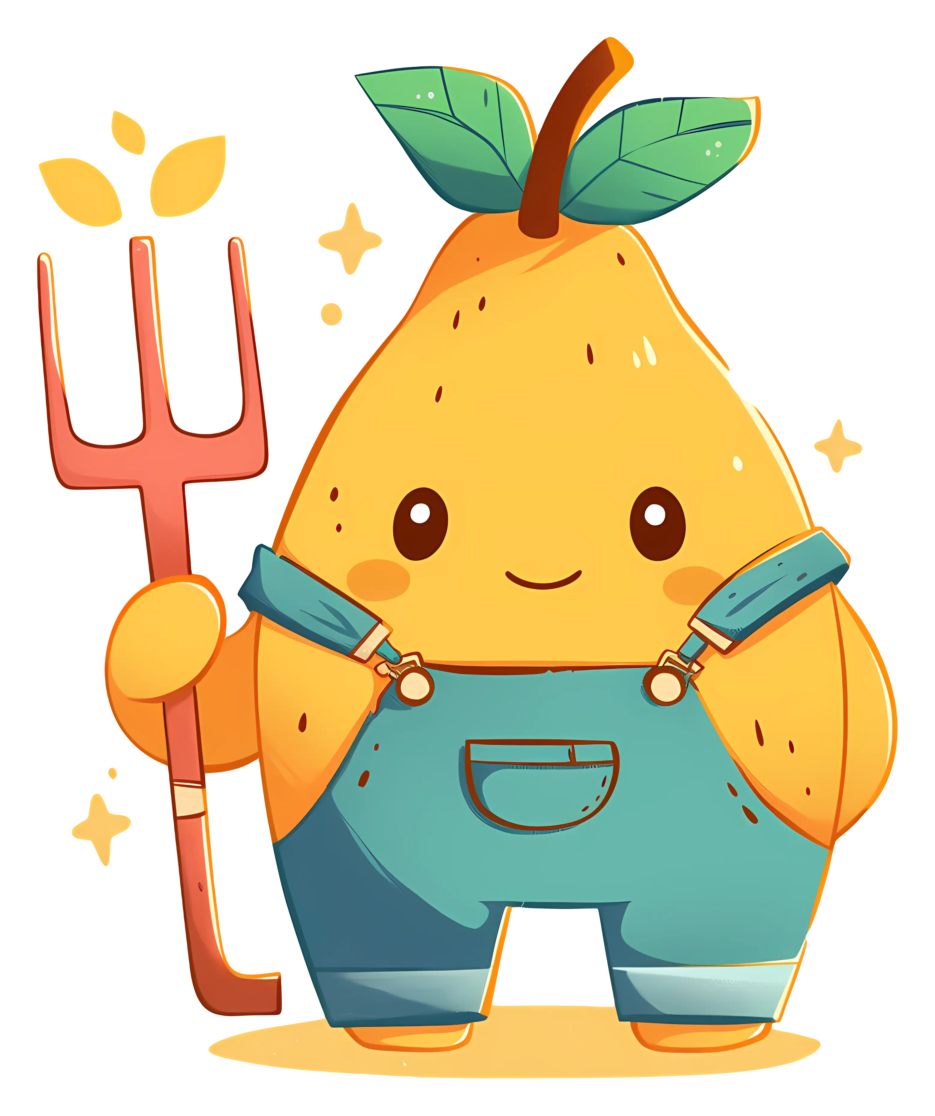 Cute Pear Farmer in Overalls