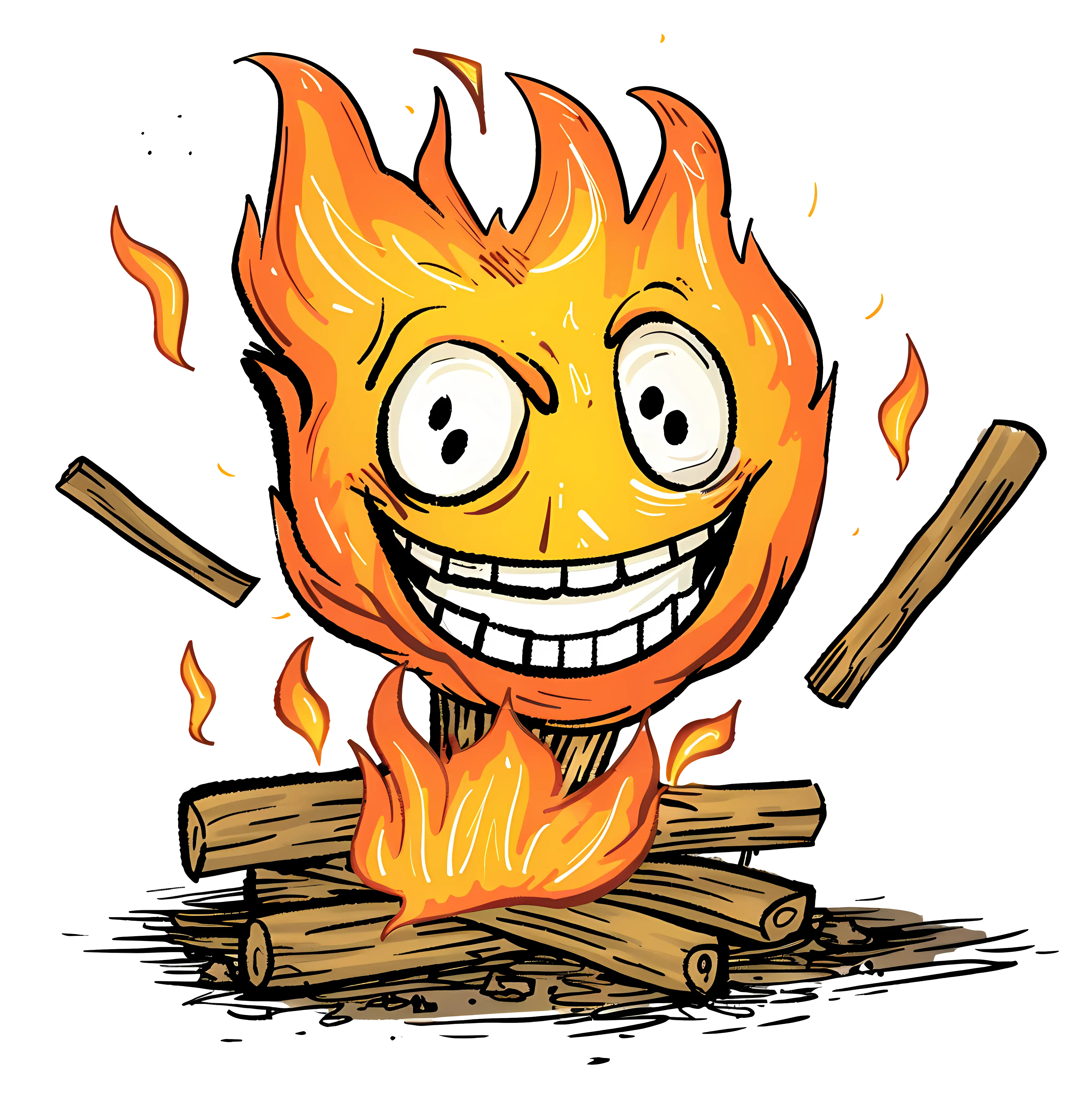 Cartoon Smiling Campfire Illustration