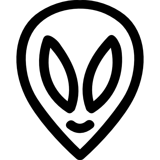Black Outline Alien Face Icon Design