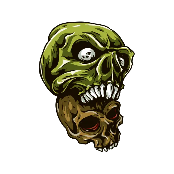 Green and Brown Skulls Illustration