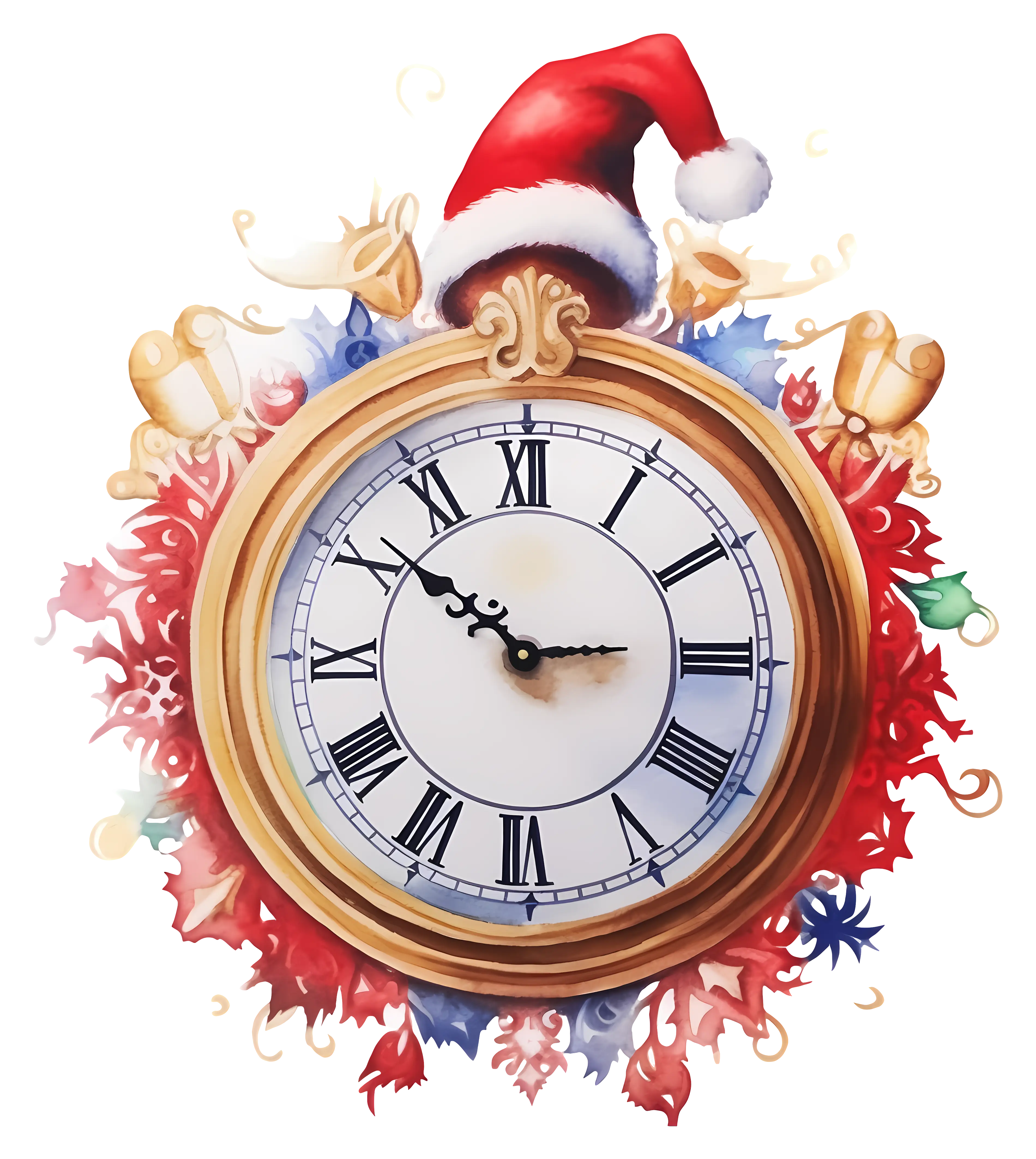 Festive Clock with Santa Hat for Christmas