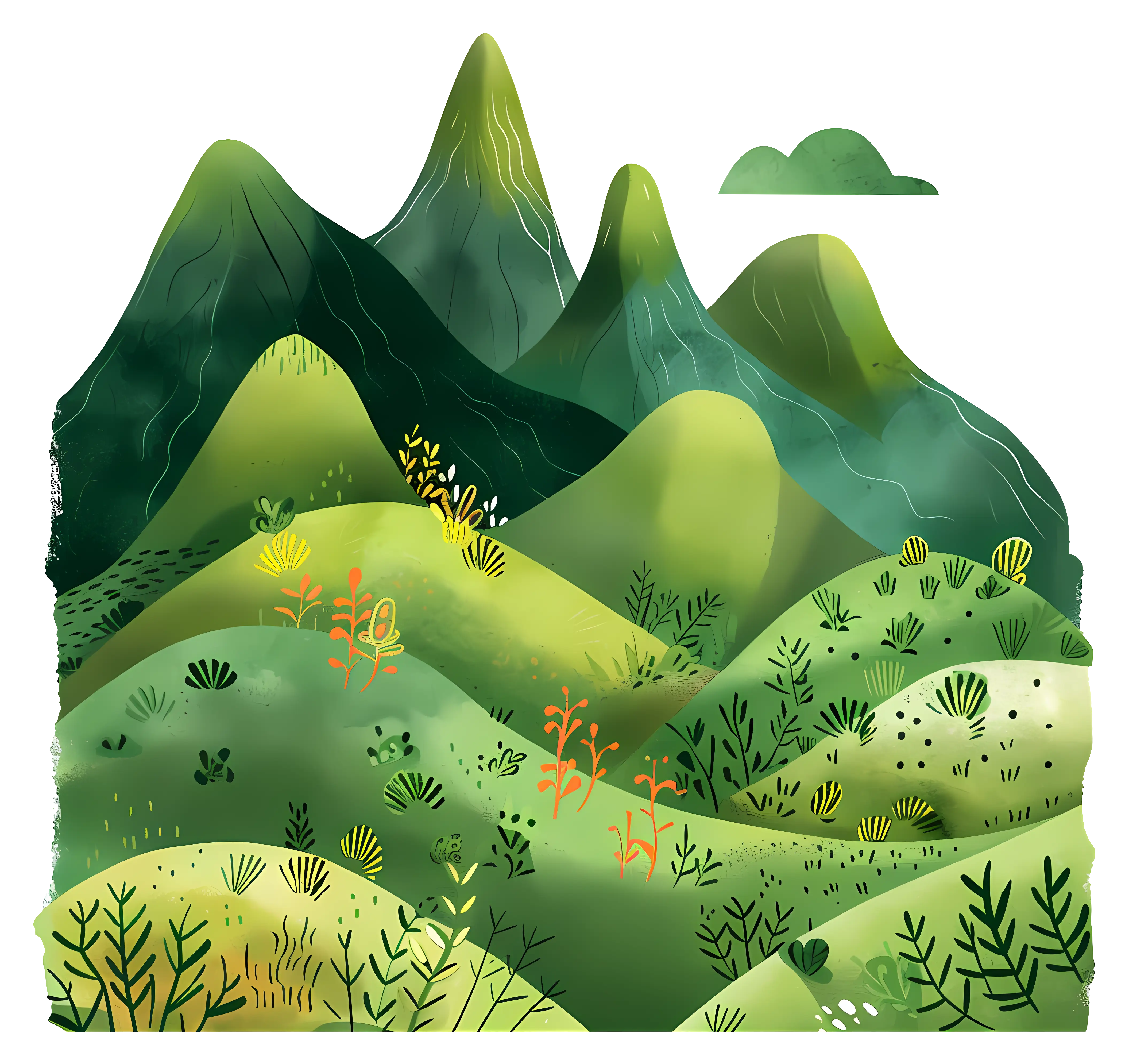 Green Mountain Scenery with Lush Fields