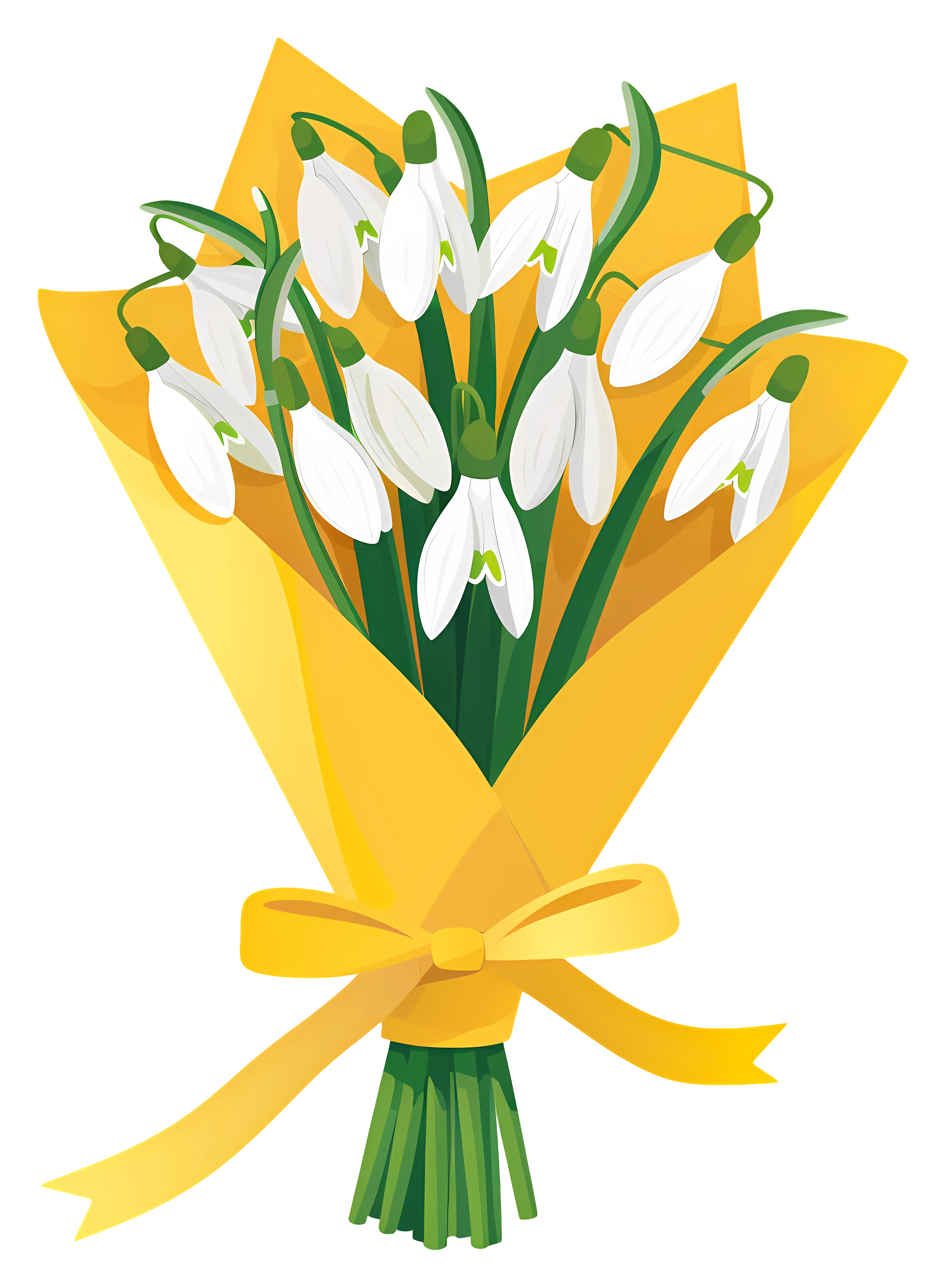 Bouquet of Snowdrops in Yellow Wrap