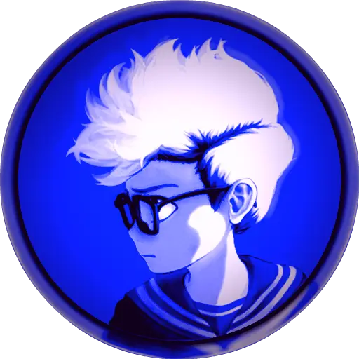 Blue Anime Character with Glasses