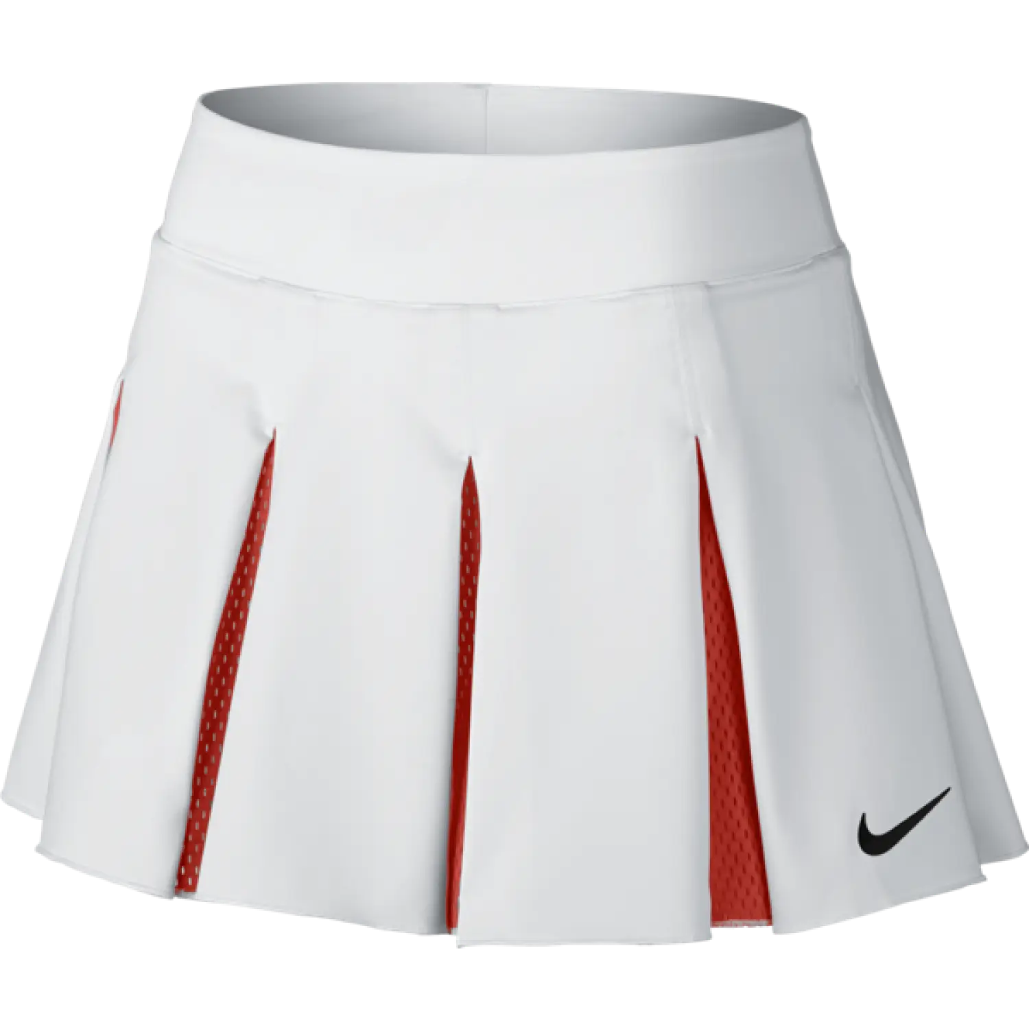 White Pleated Skirt with Red Accents