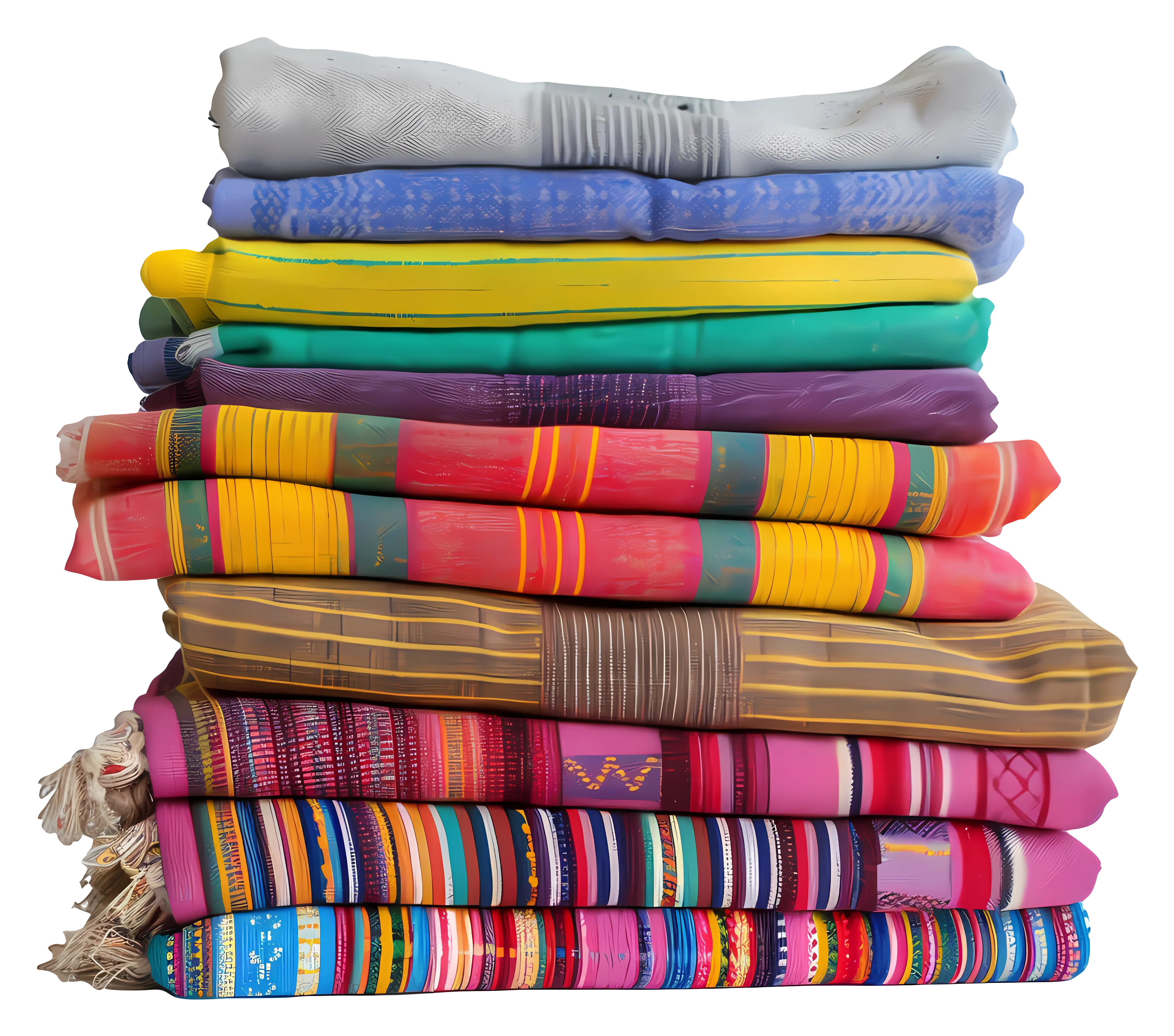 Colorful Stack of Fabric and Textiles