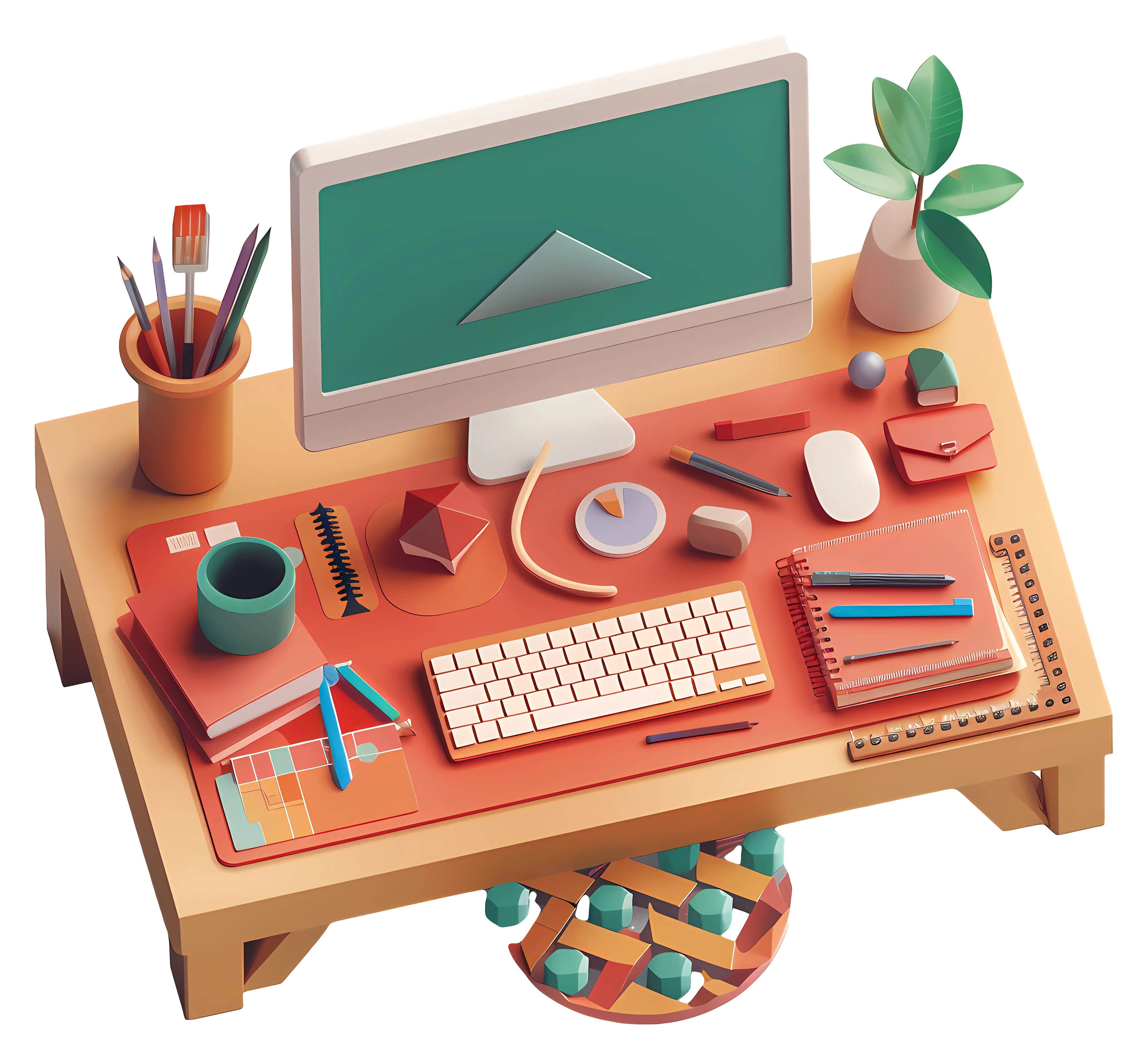 Organized Office Desk with Computer