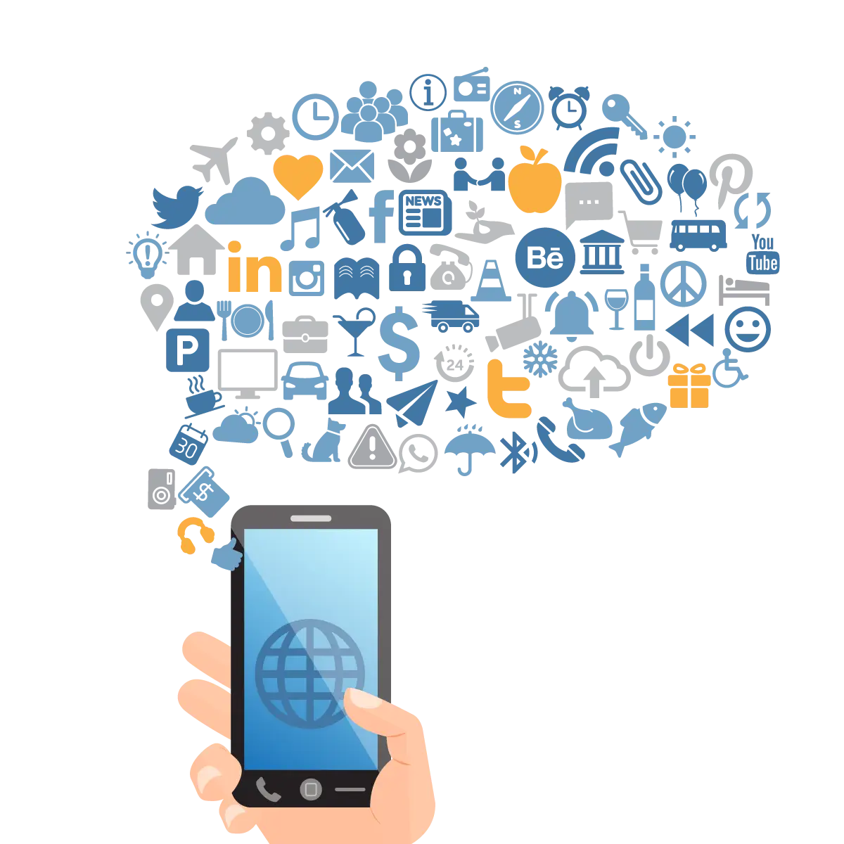Smartphone with Social Media Icons
