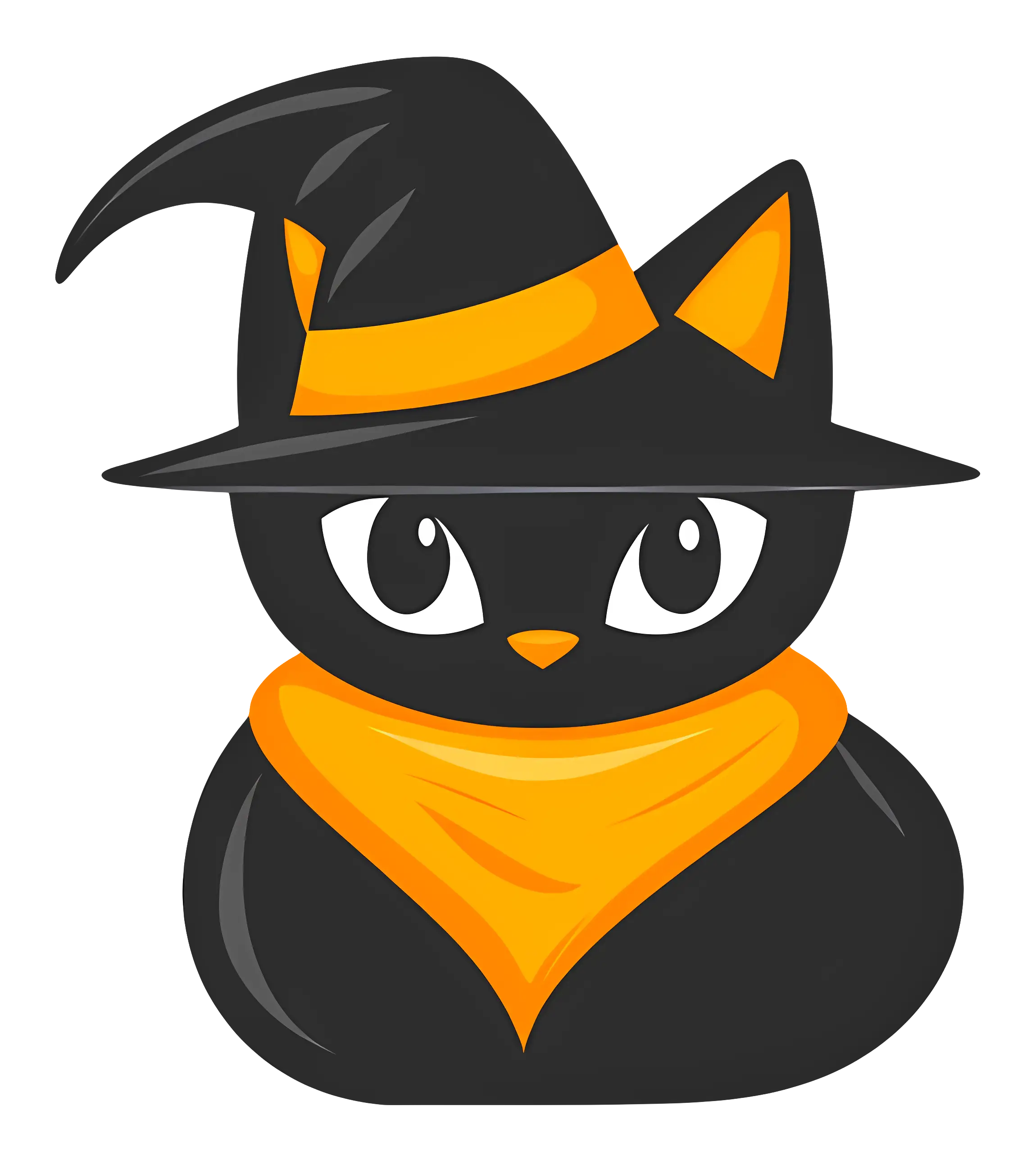 Mystical Black Cat in Witch Hat