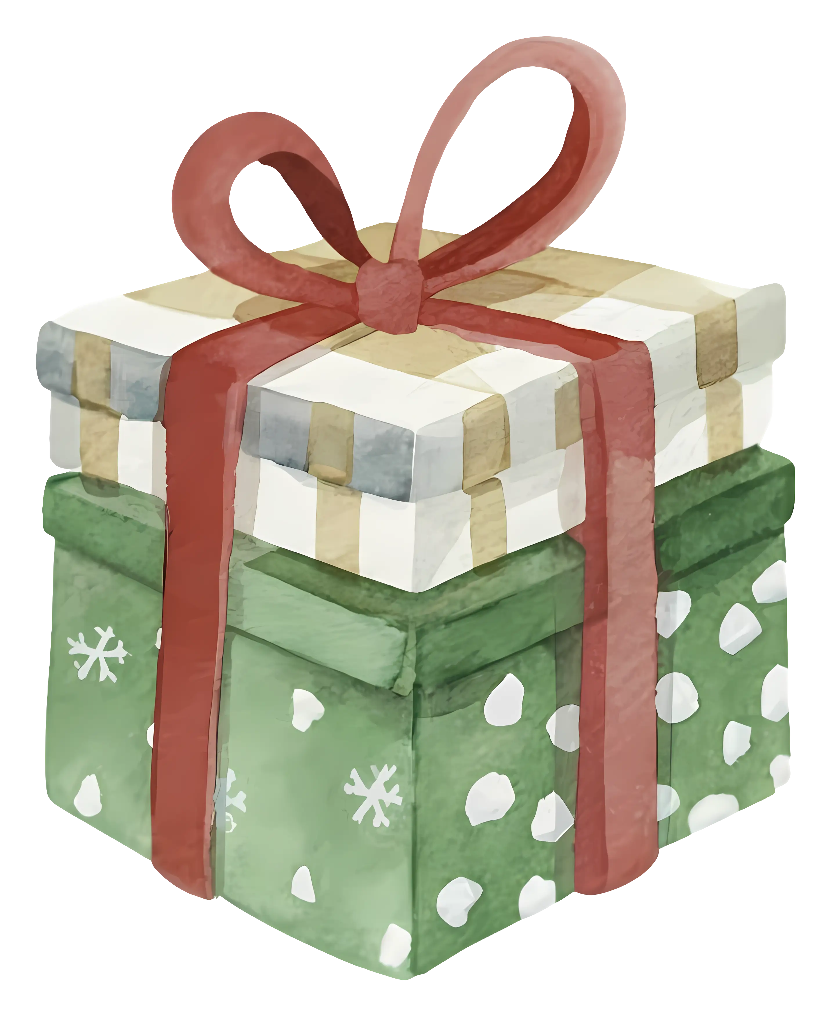 Christmas Gift Boxes in Watercolor Style