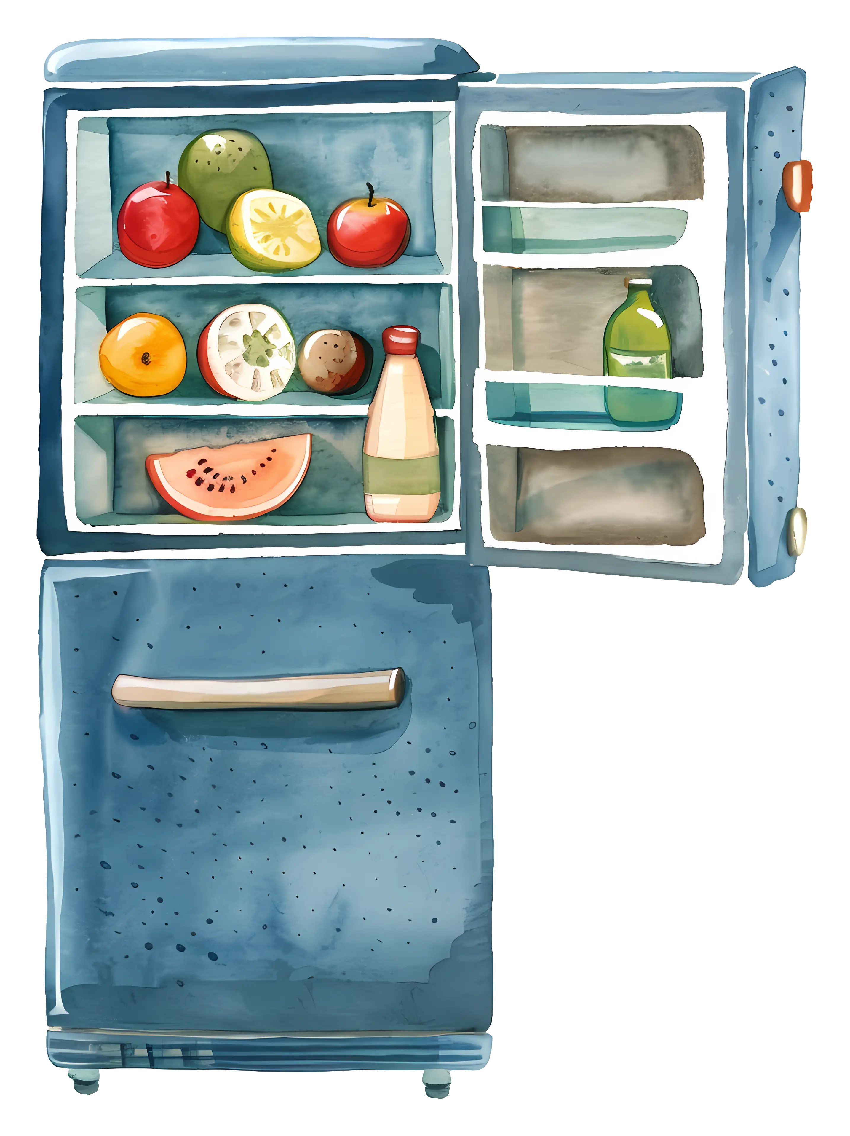 Open Refrigerator with Food