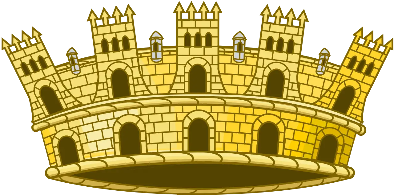 Golden Crown with Castle Design Emblem