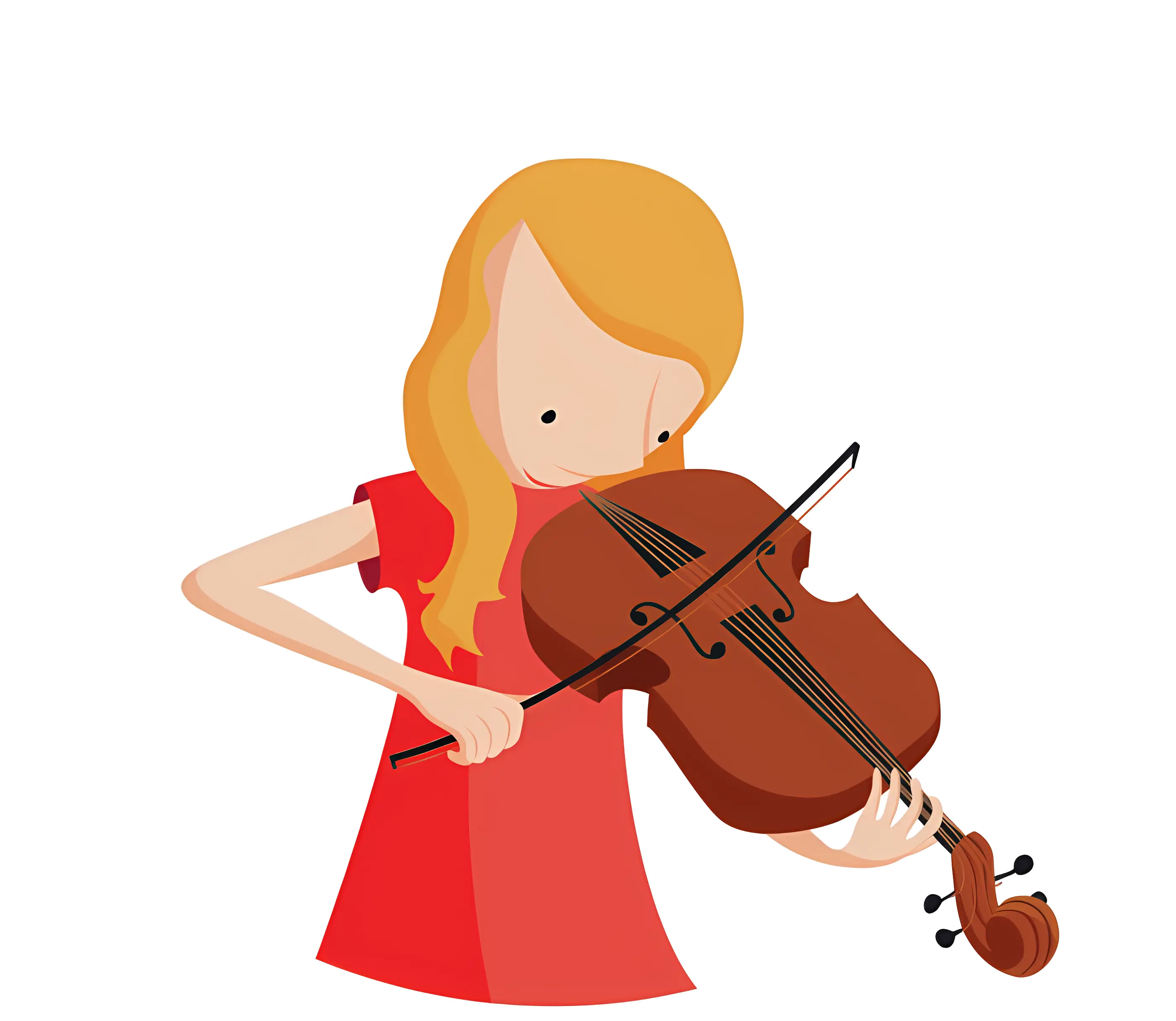 Girl Playing Violin in Red Dress