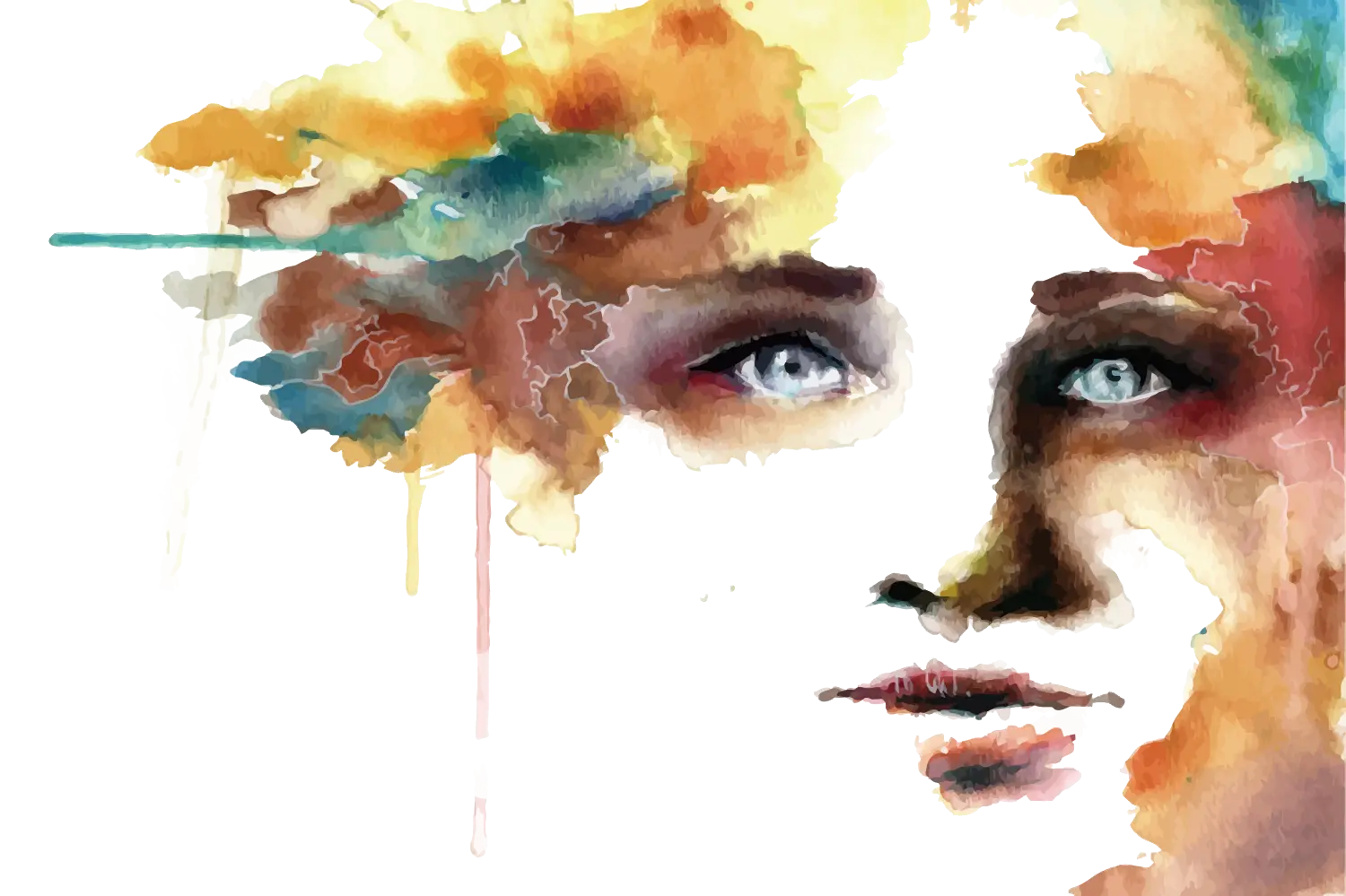 Abstract Watercolor Face Art