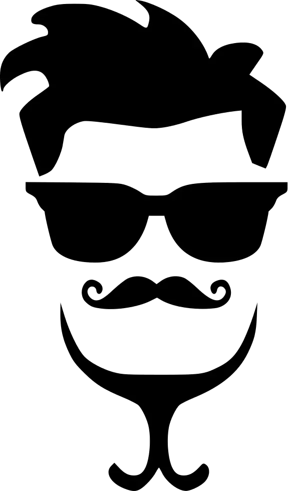Stylish Face Silhouette with Mustache and Sunglasses