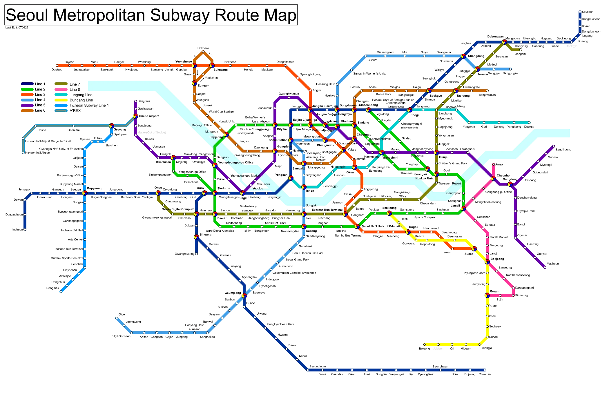 Seoul Metropolitan Subway Route Map