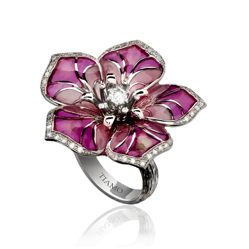 Elegant Pink Gemstone Flower Ring