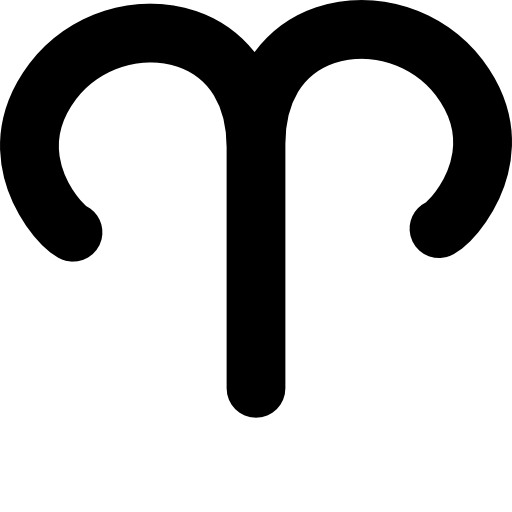 Aries Zodiac Sign Symbol in Black