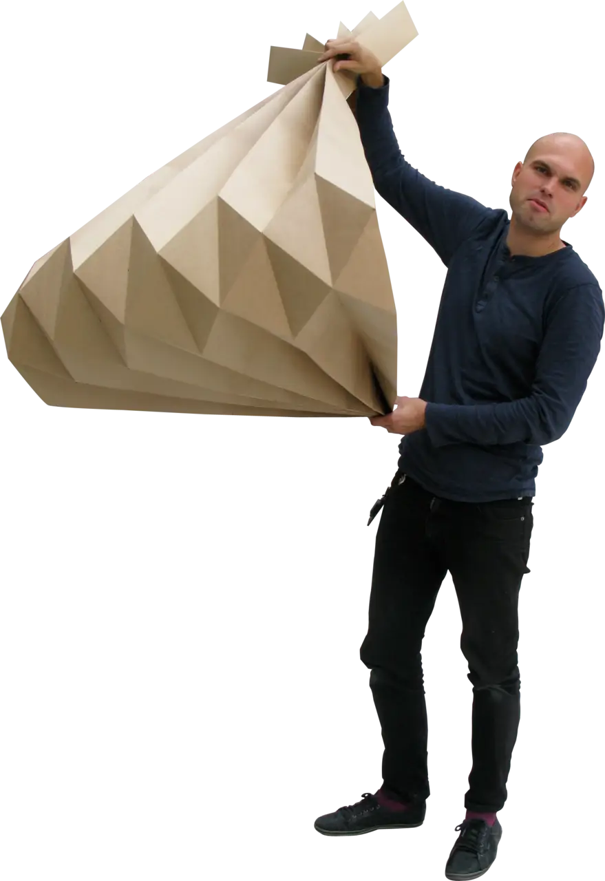 Man Holding Large Geometric Bag