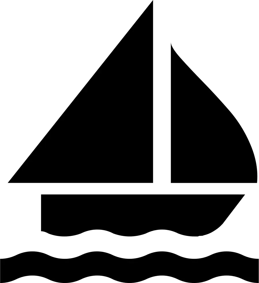 Sailboat Icon in Black Silhouette