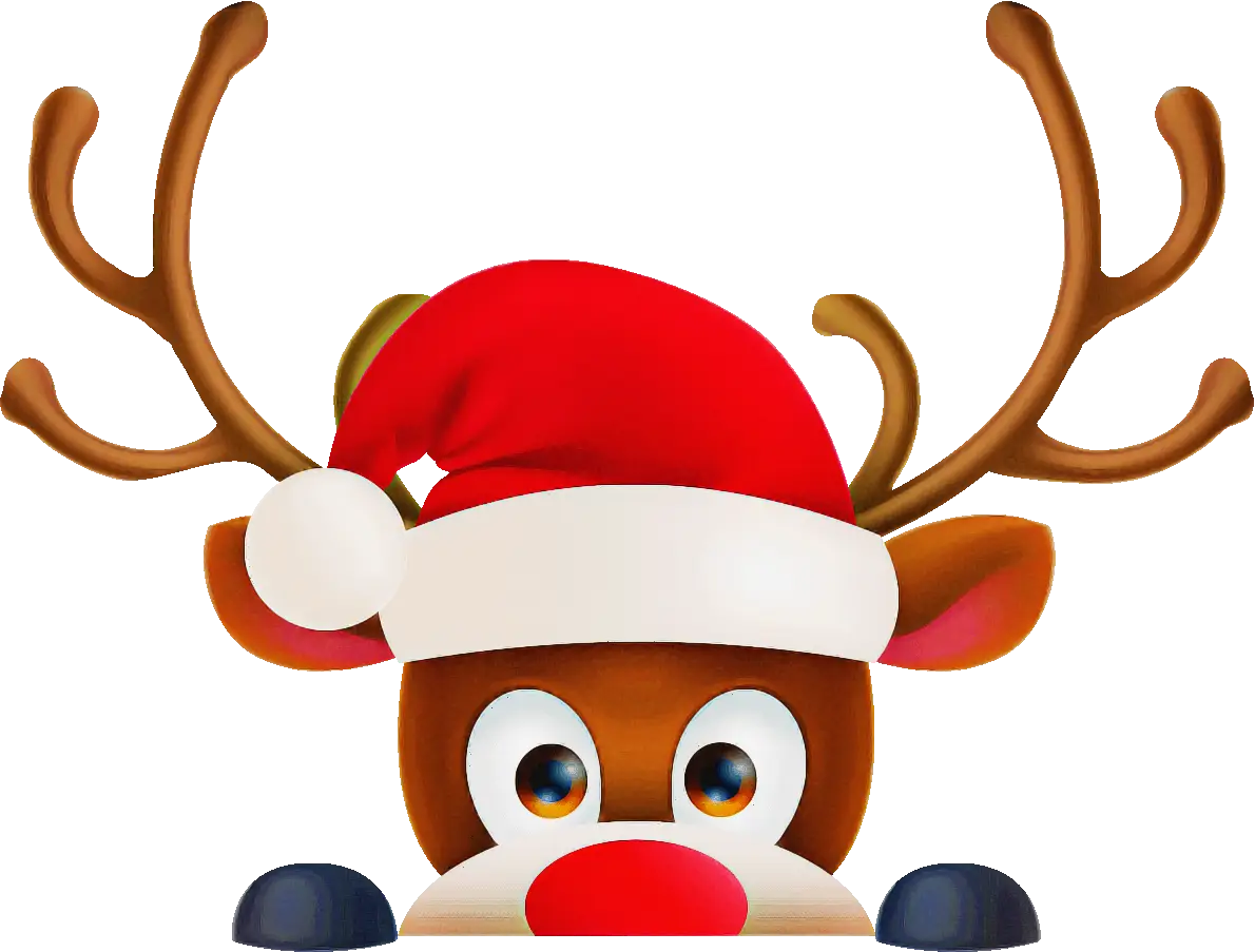 Christmas Reindeer with Santa Hat