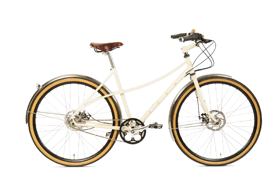 Ivory Bicycle with Orange Tires in Trendy Design