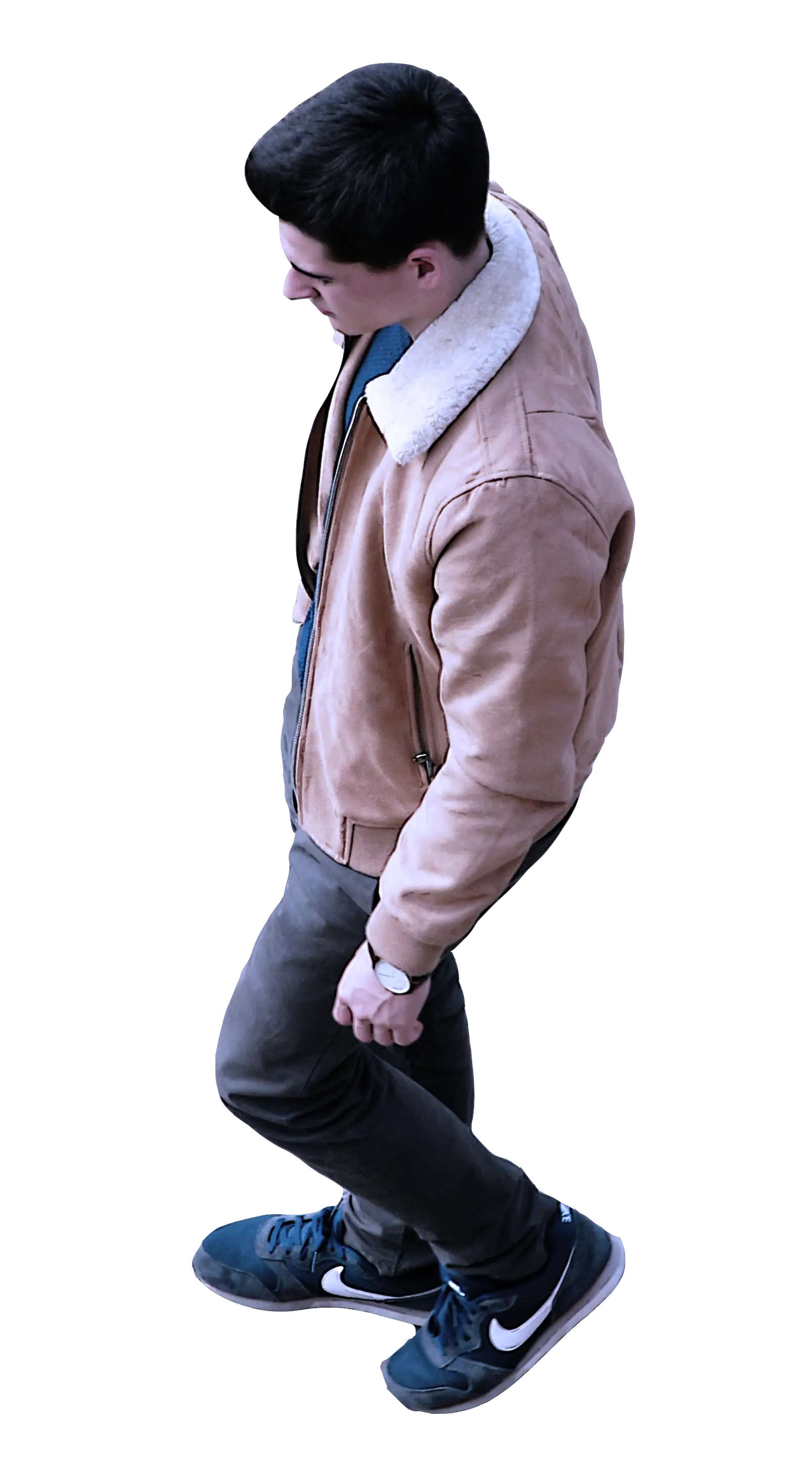 Man in Brown Casual Outfit Walking