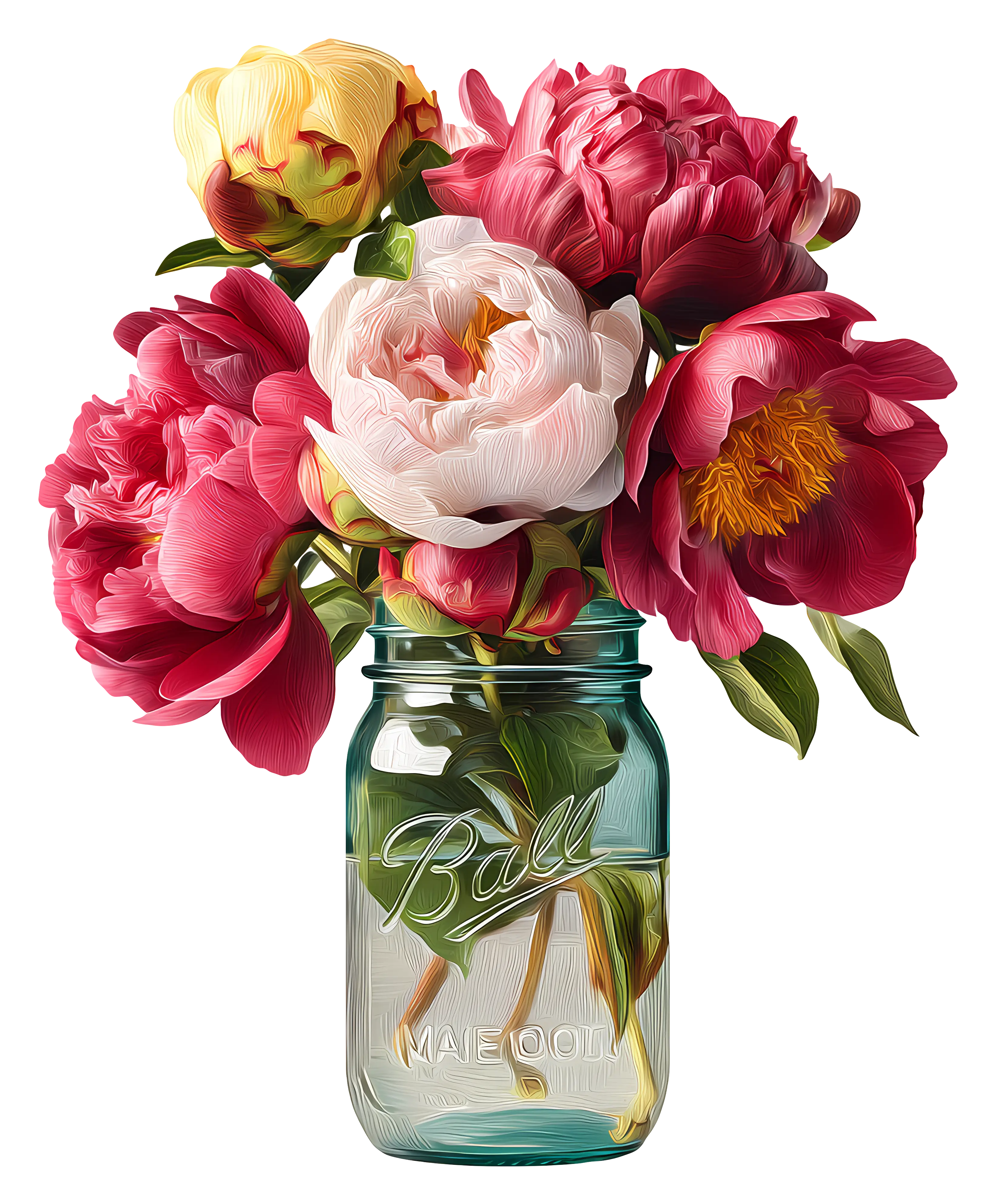 Colorful Bouquet in a Glass Jar
