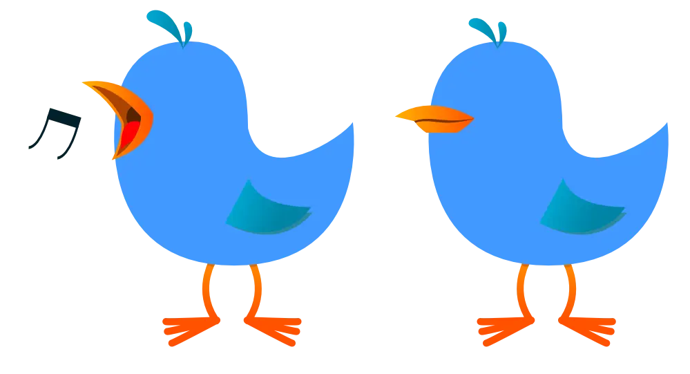 Cartoon Blue Bird Character, One Singing