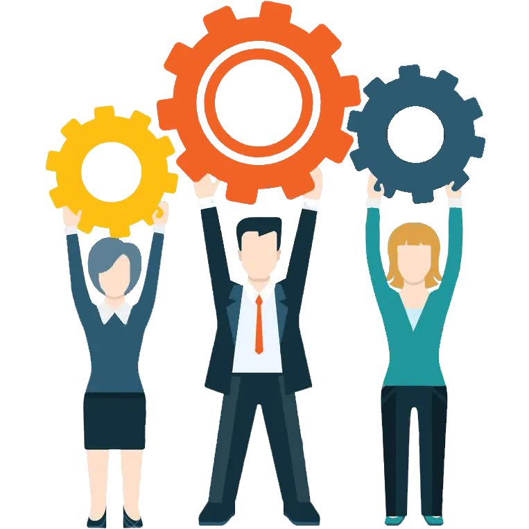 Corporate Team Holding Different Gears