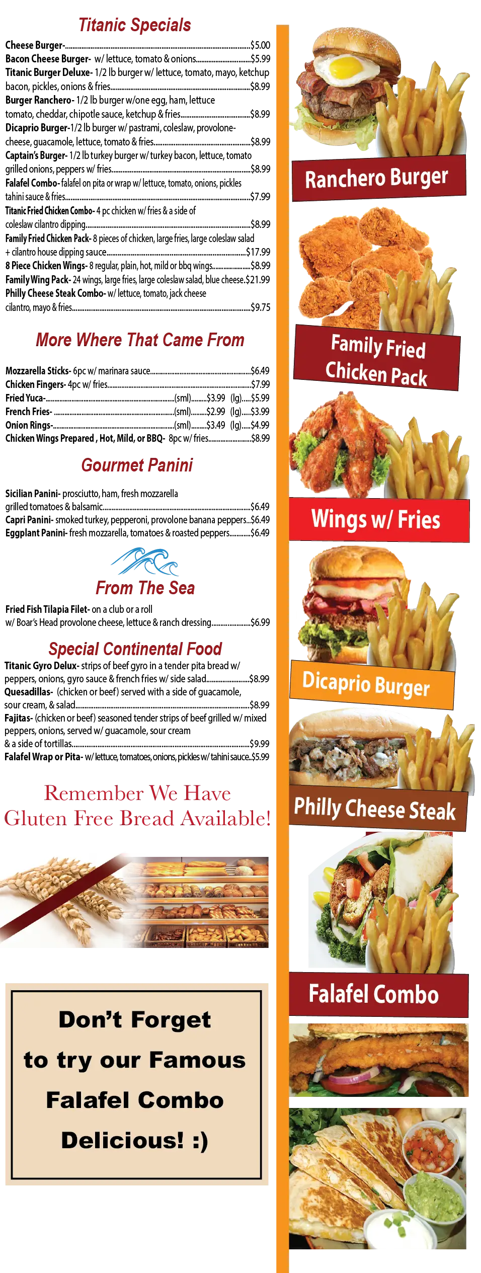 Restaurant menu