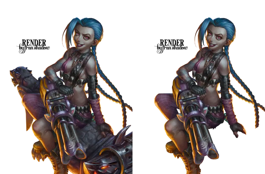 Animated Character with Blue Hair and Weapon