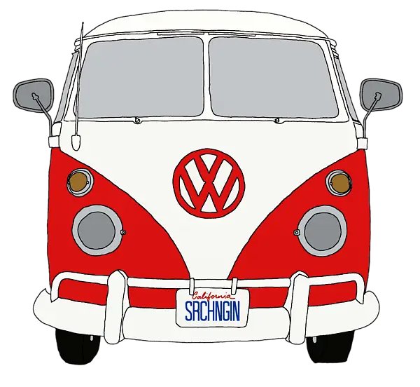 Red and White Retro Van
